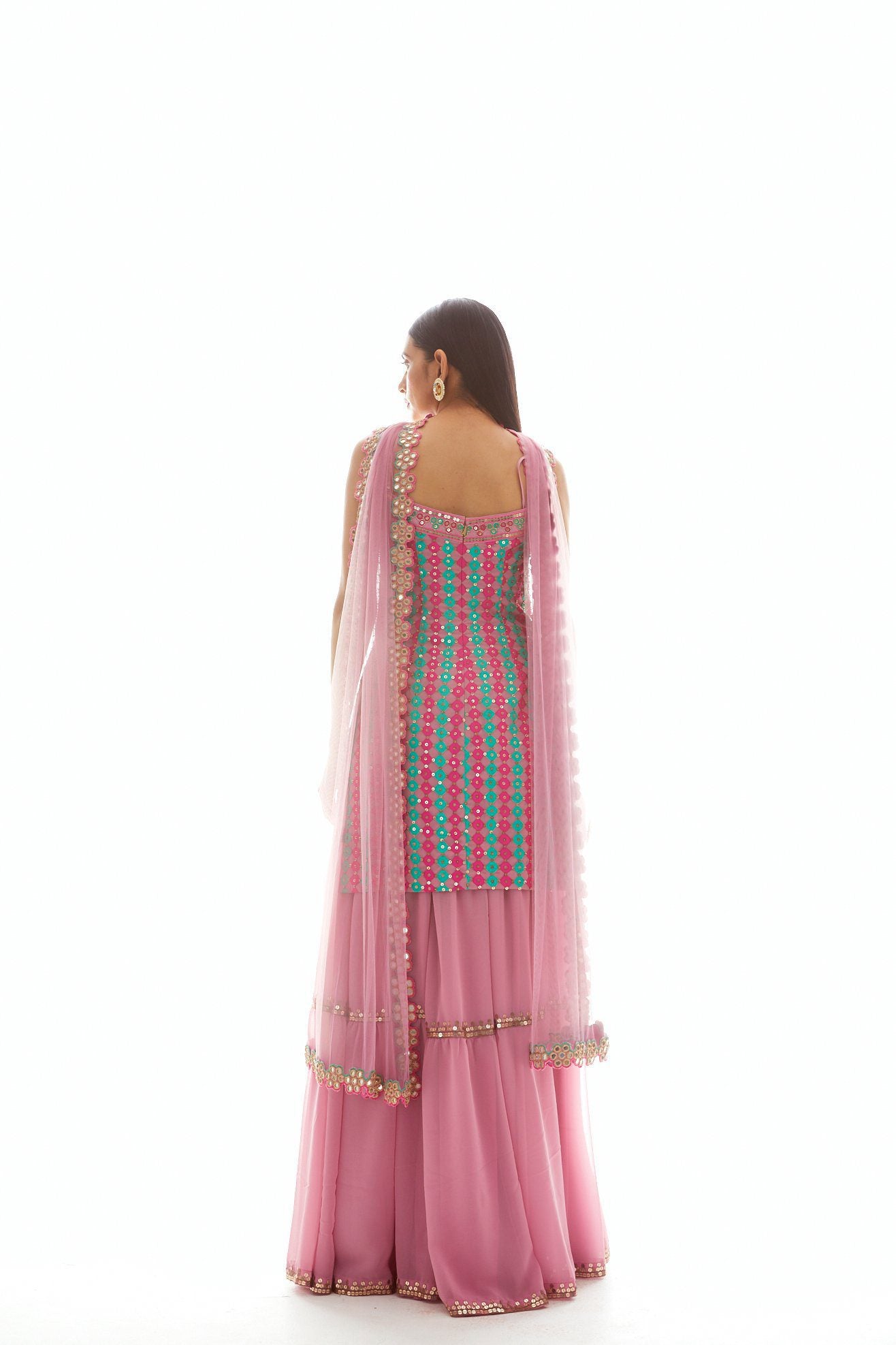Vvani Vats,VAAW KSH 2016,Onion Pink Applique Kurta Sharara Set