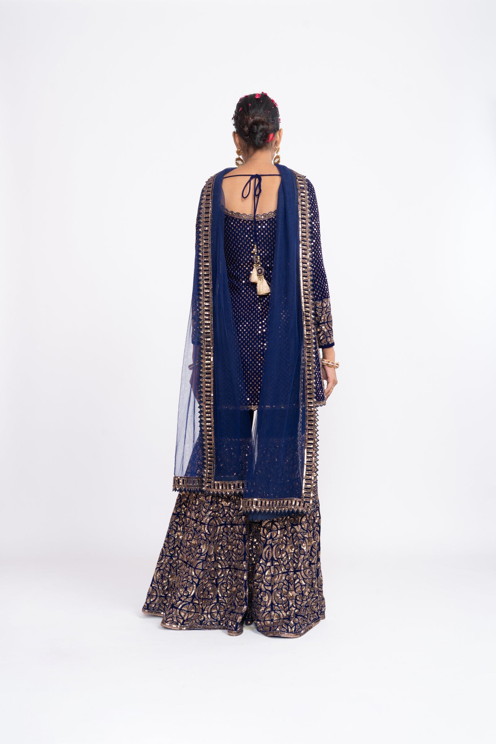 Vvani Vats,VAAW KSH 2148,Navy Blue Kurta Sharara Set