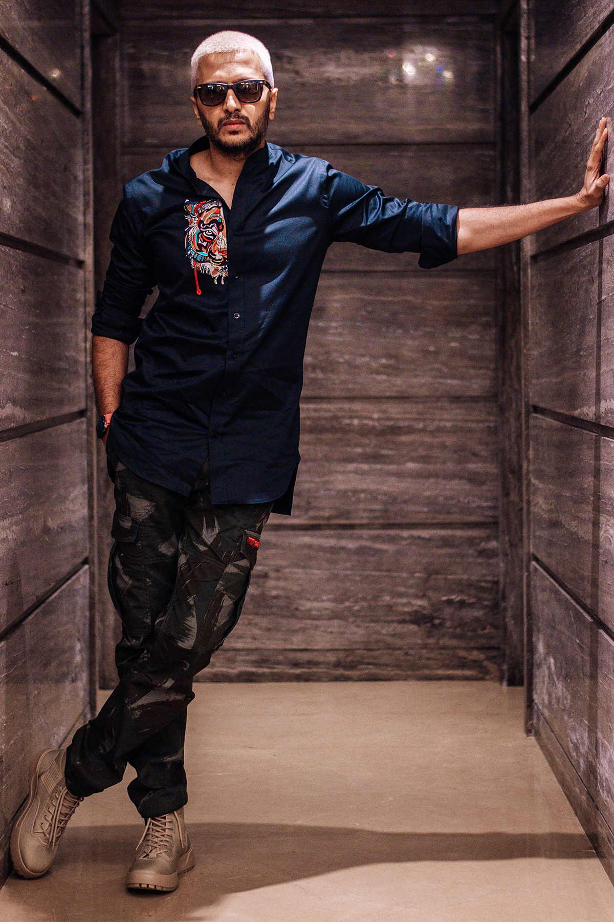 Ritiesh Deshmukh In Long Shirt With Lion Embroidery