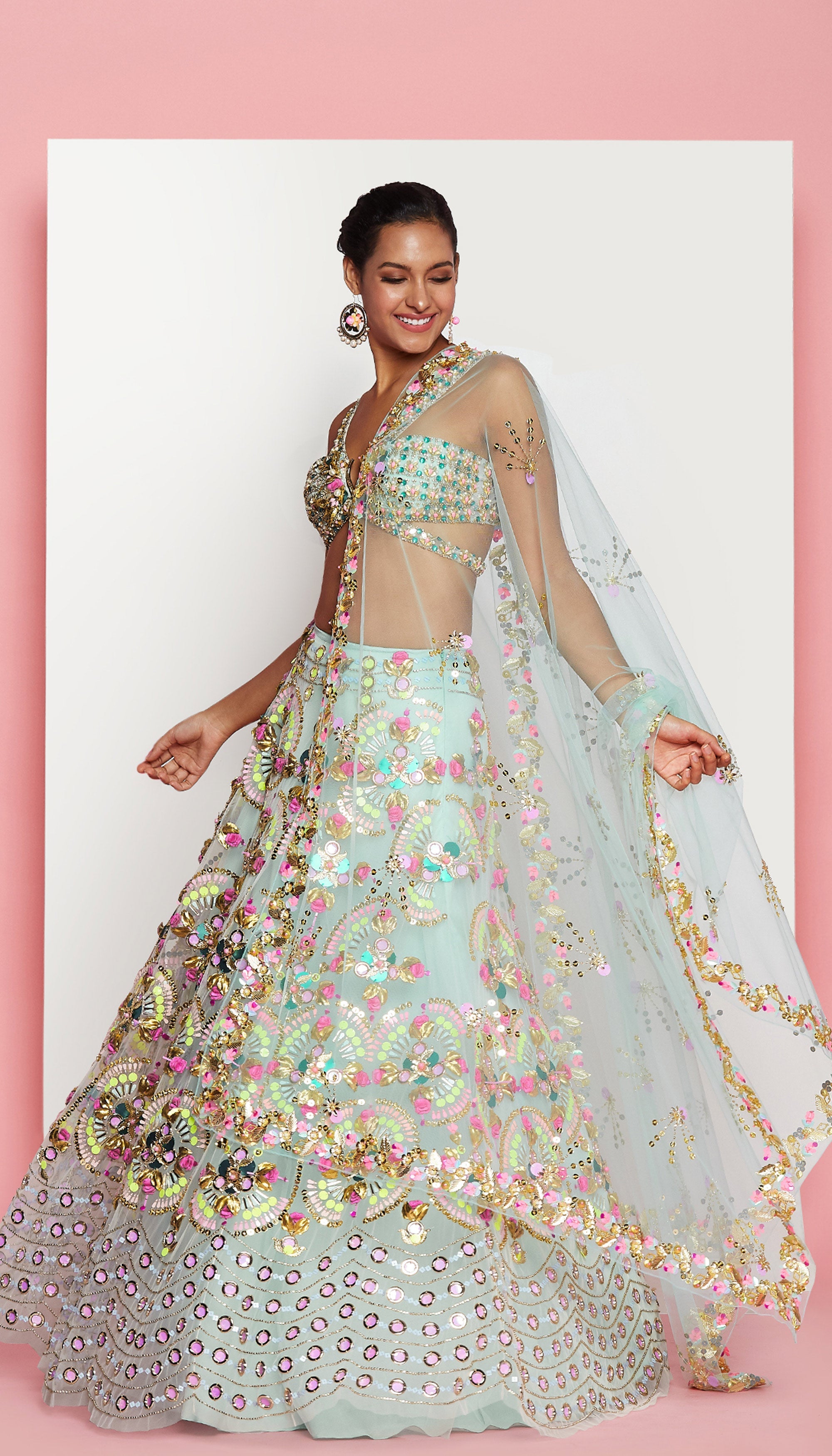 Rebel - Mint Green Embellished Lehenga Set
