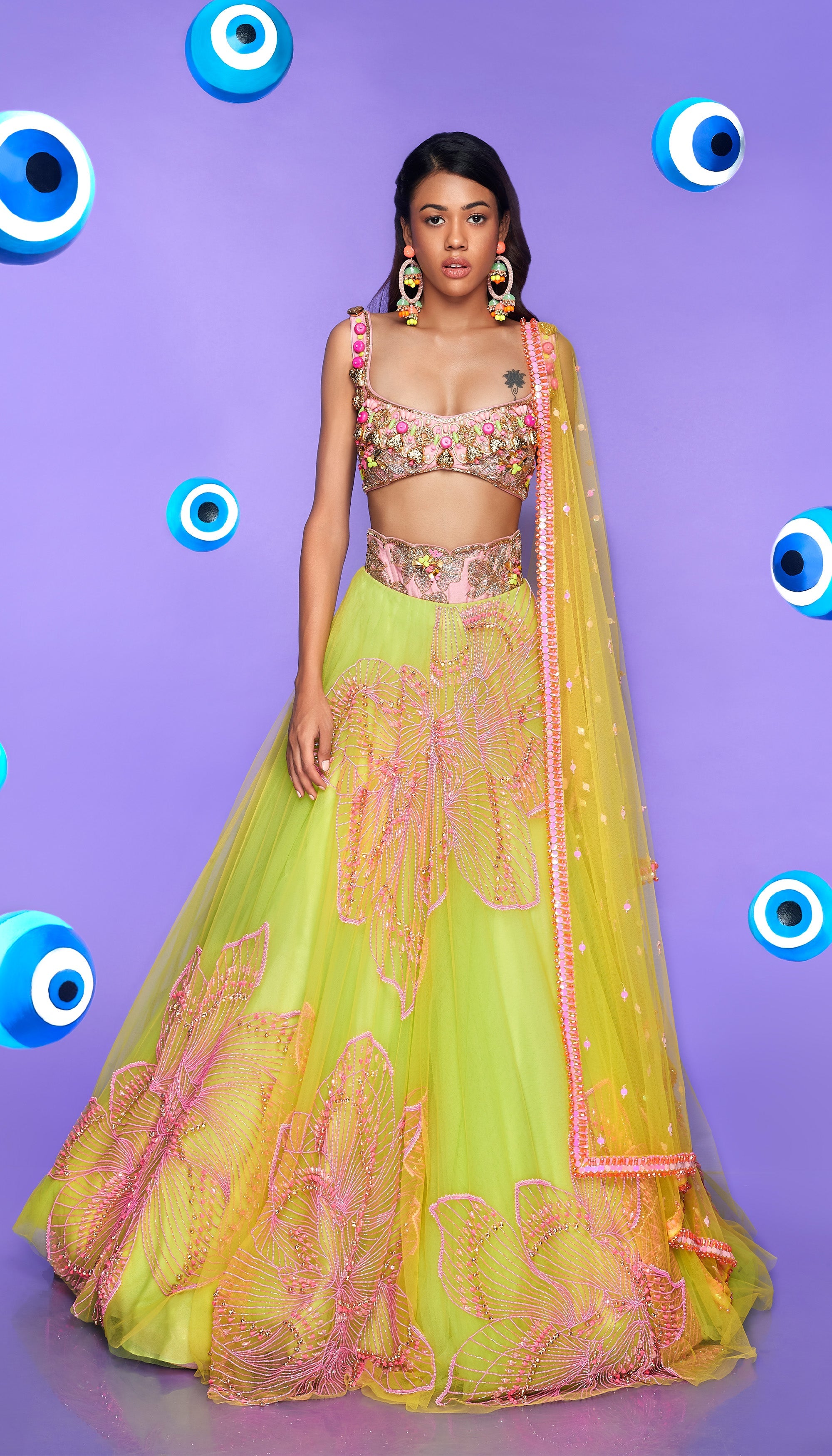 In Your Dreams - Lime Embellished Lehenga Set