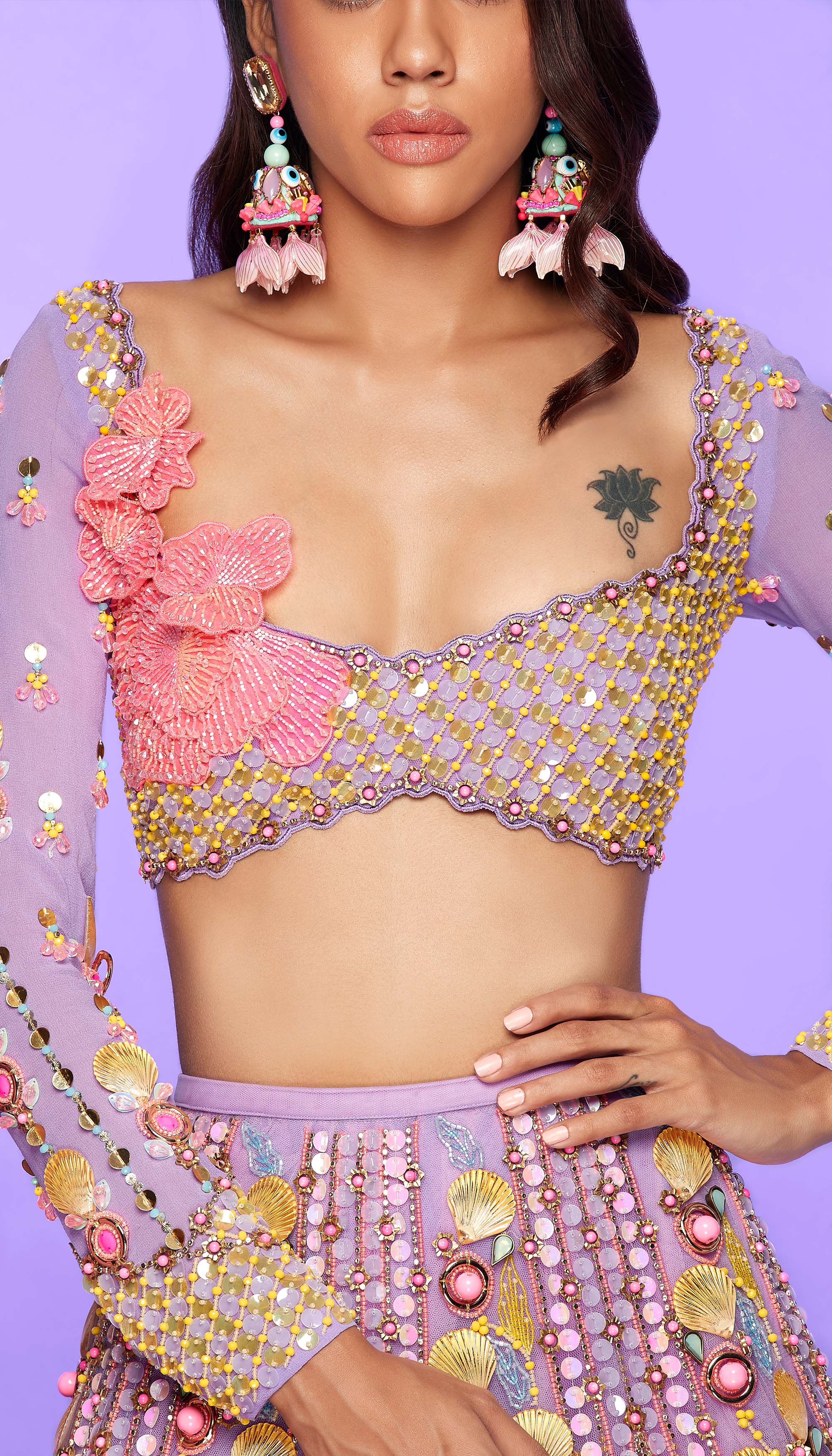I'd Wanna Be Me Too - Lilac Embellished Full Lehenga Set