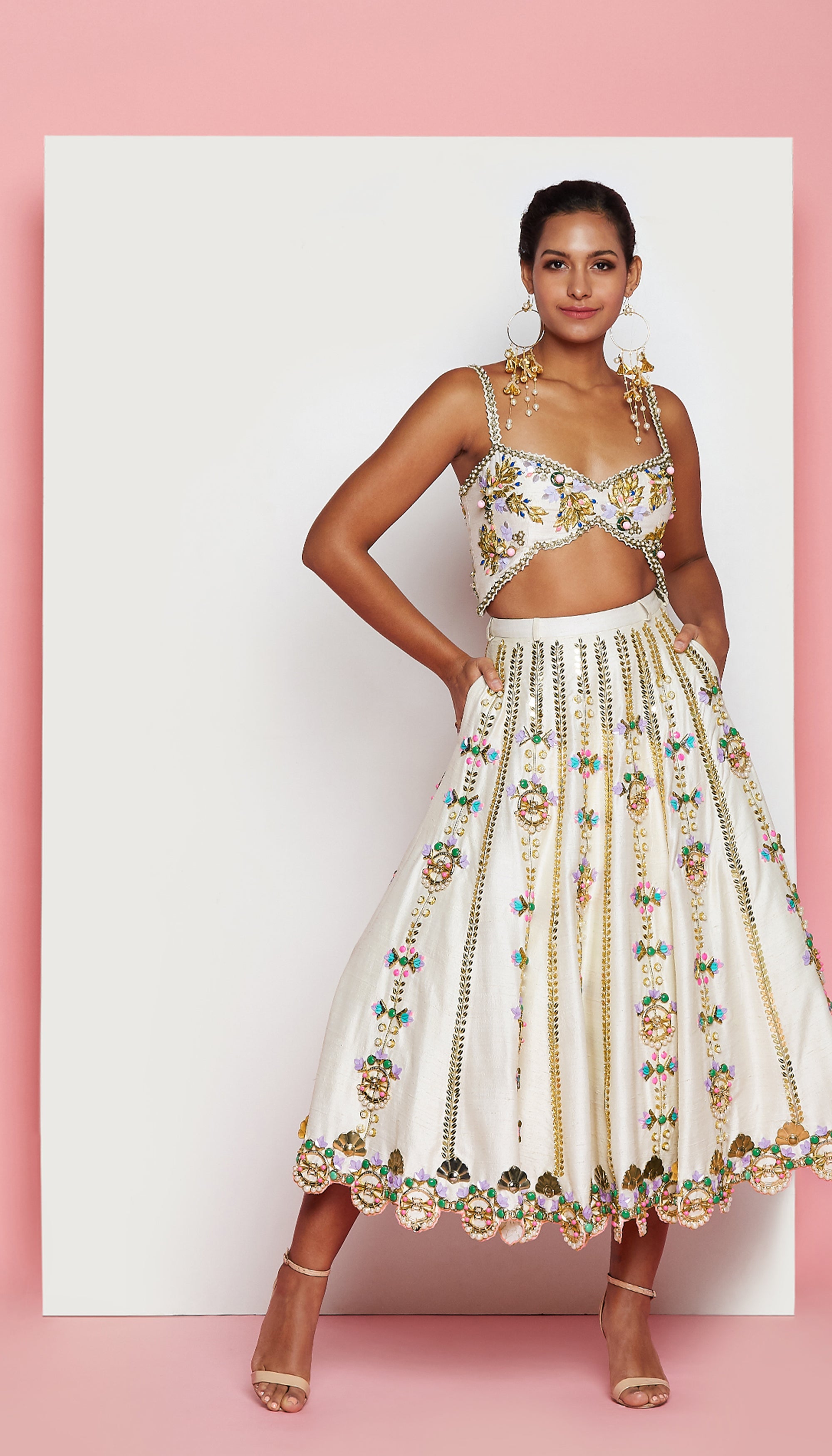 Pieris - Ivory Embellished Half Lehenga Set