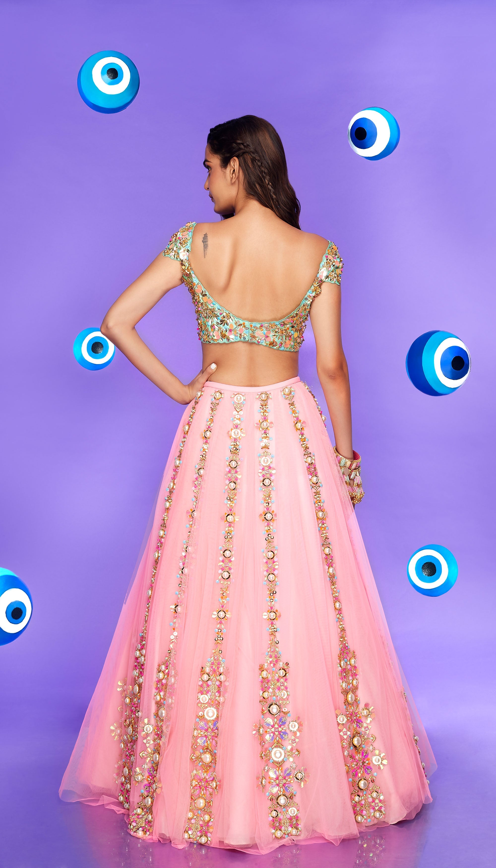 You-Who? - Pink Embellished Lehenga Set