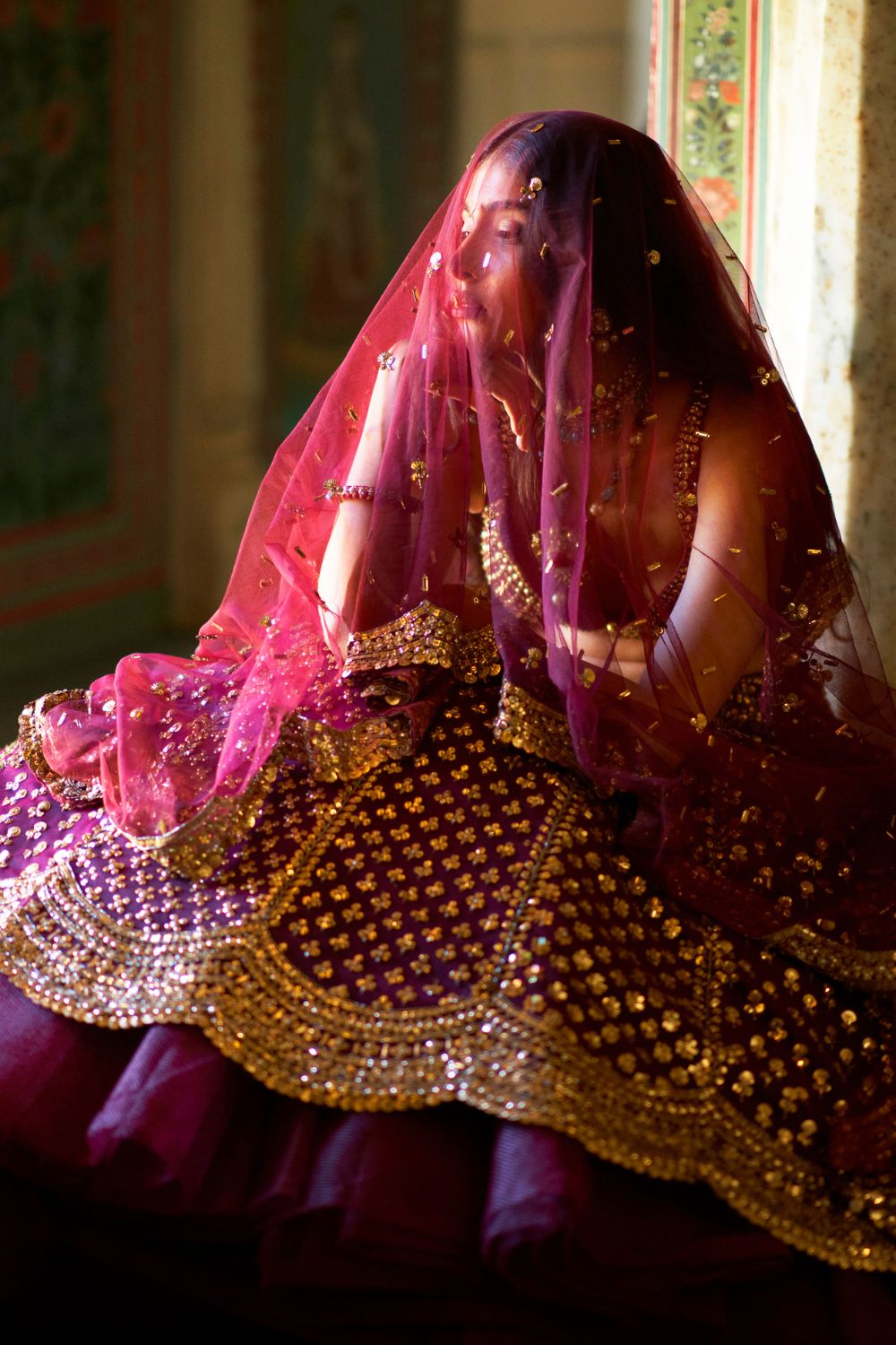 Wine Gold Lehenga Set