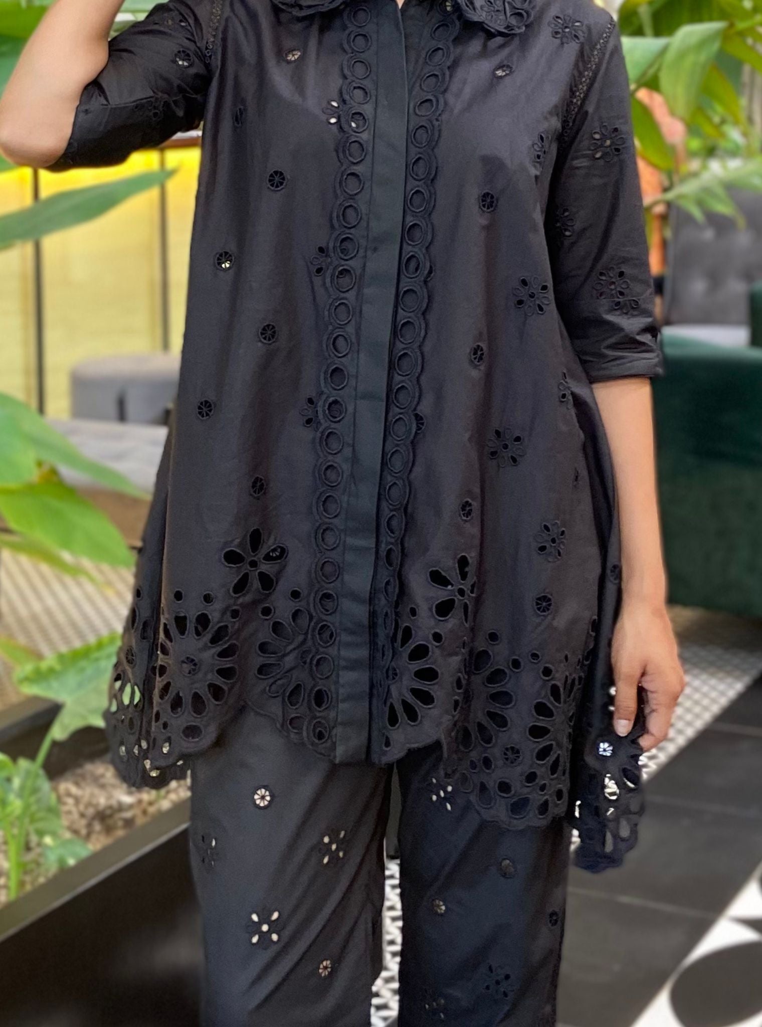 Mulmul Cotton Carlisle Black Shirt With Carlisle Black Pant