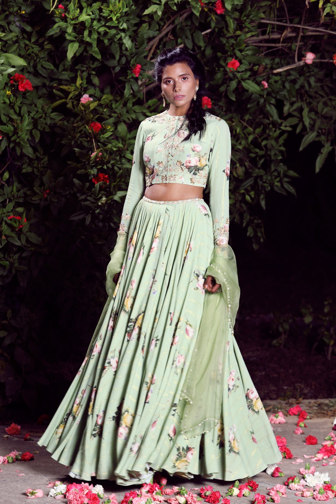 Sage Printed Lehenga Set