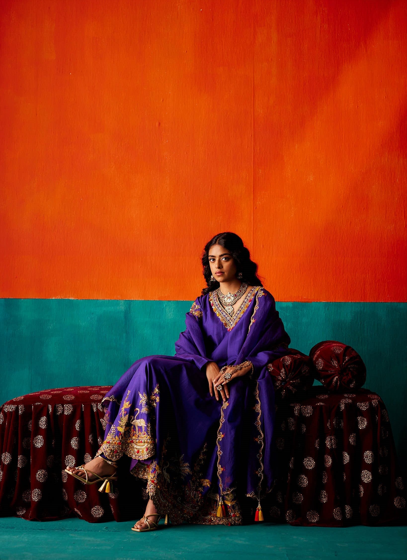Indigo Anarkali Set