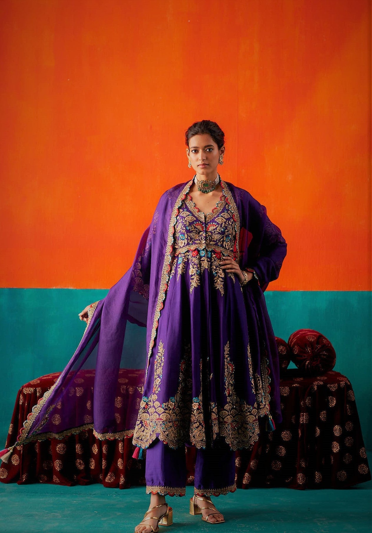Luxury Purple Anarkali Set