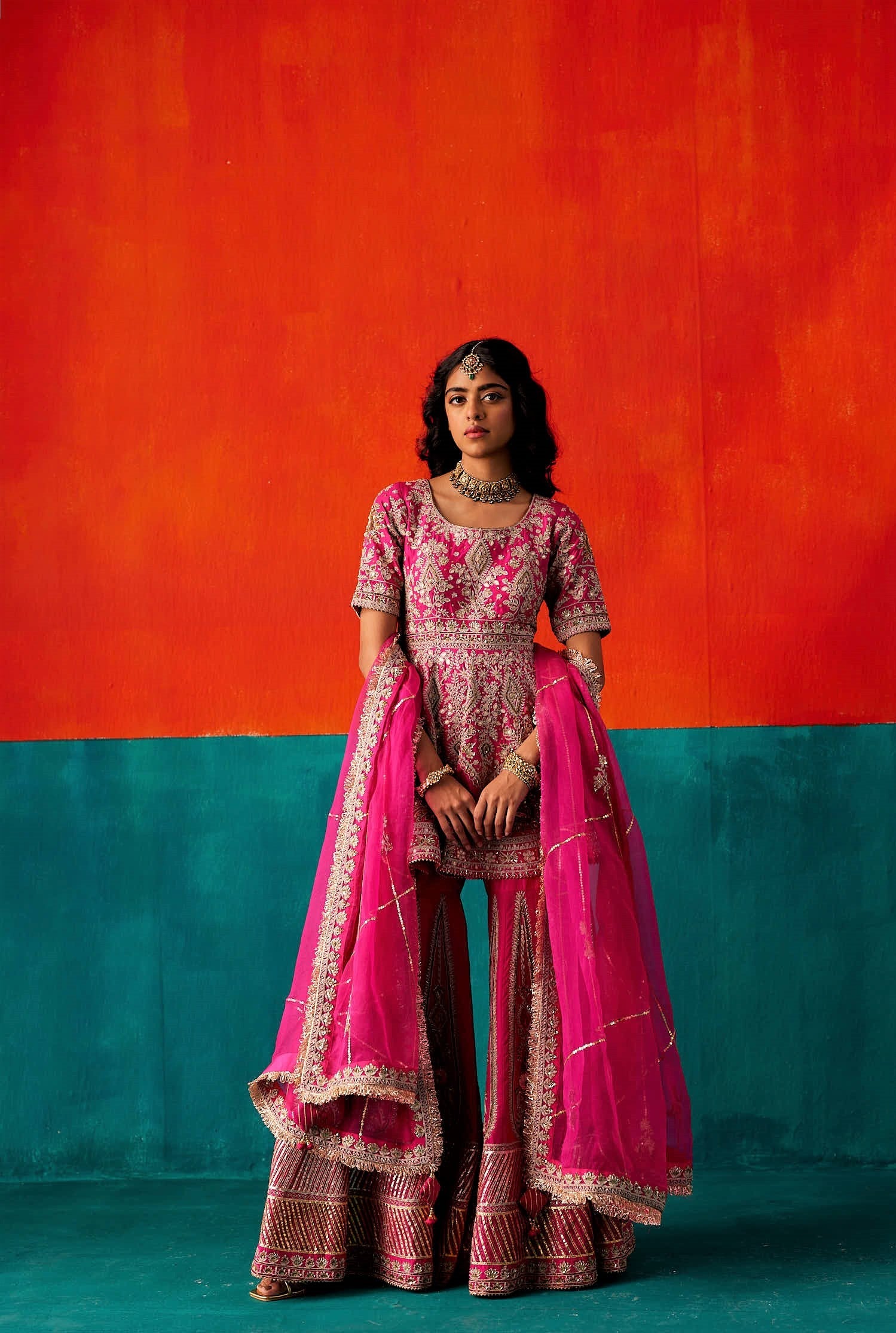 Bright Pink Sharara Set