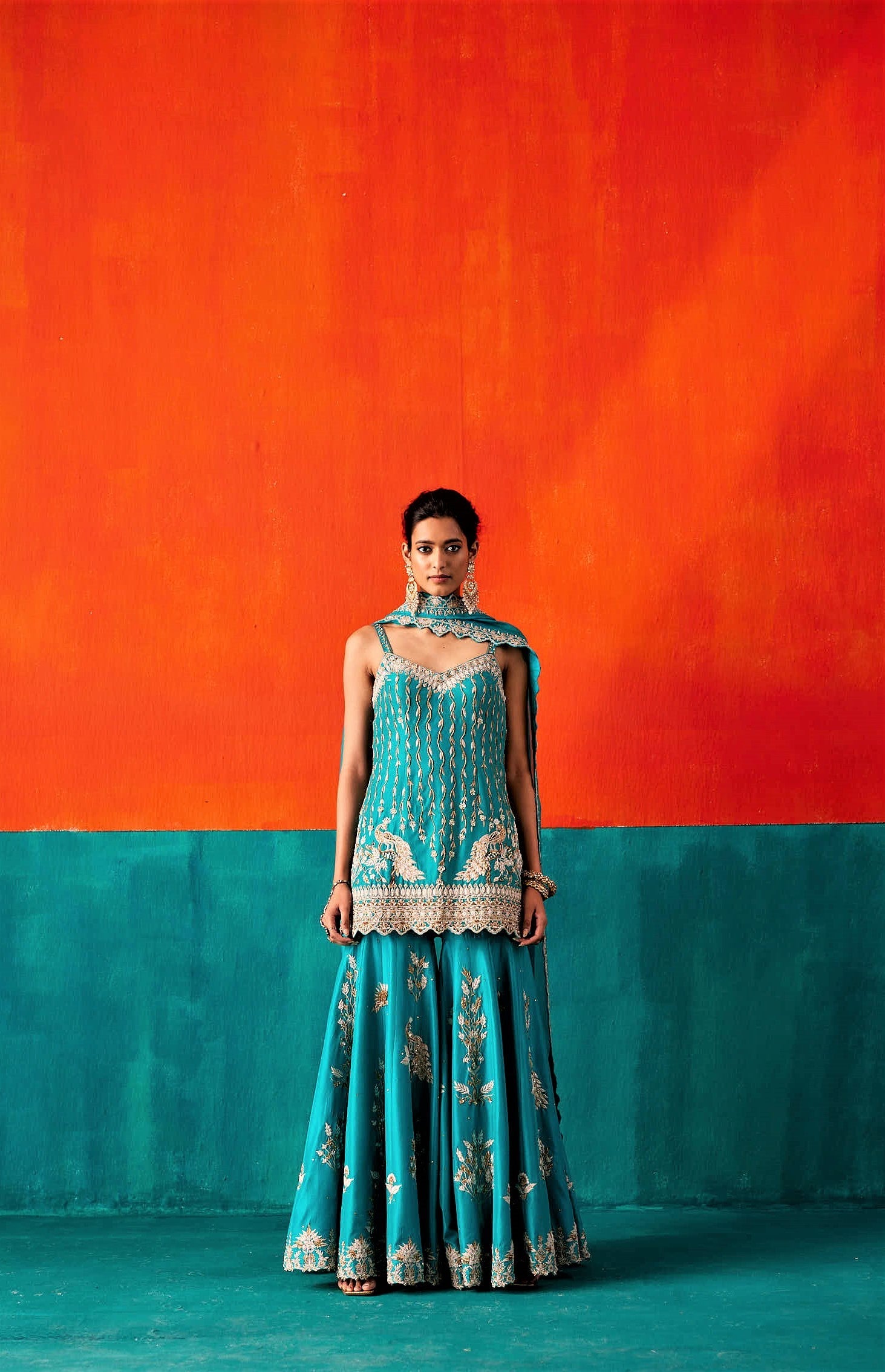 Turquoise Sharara Set