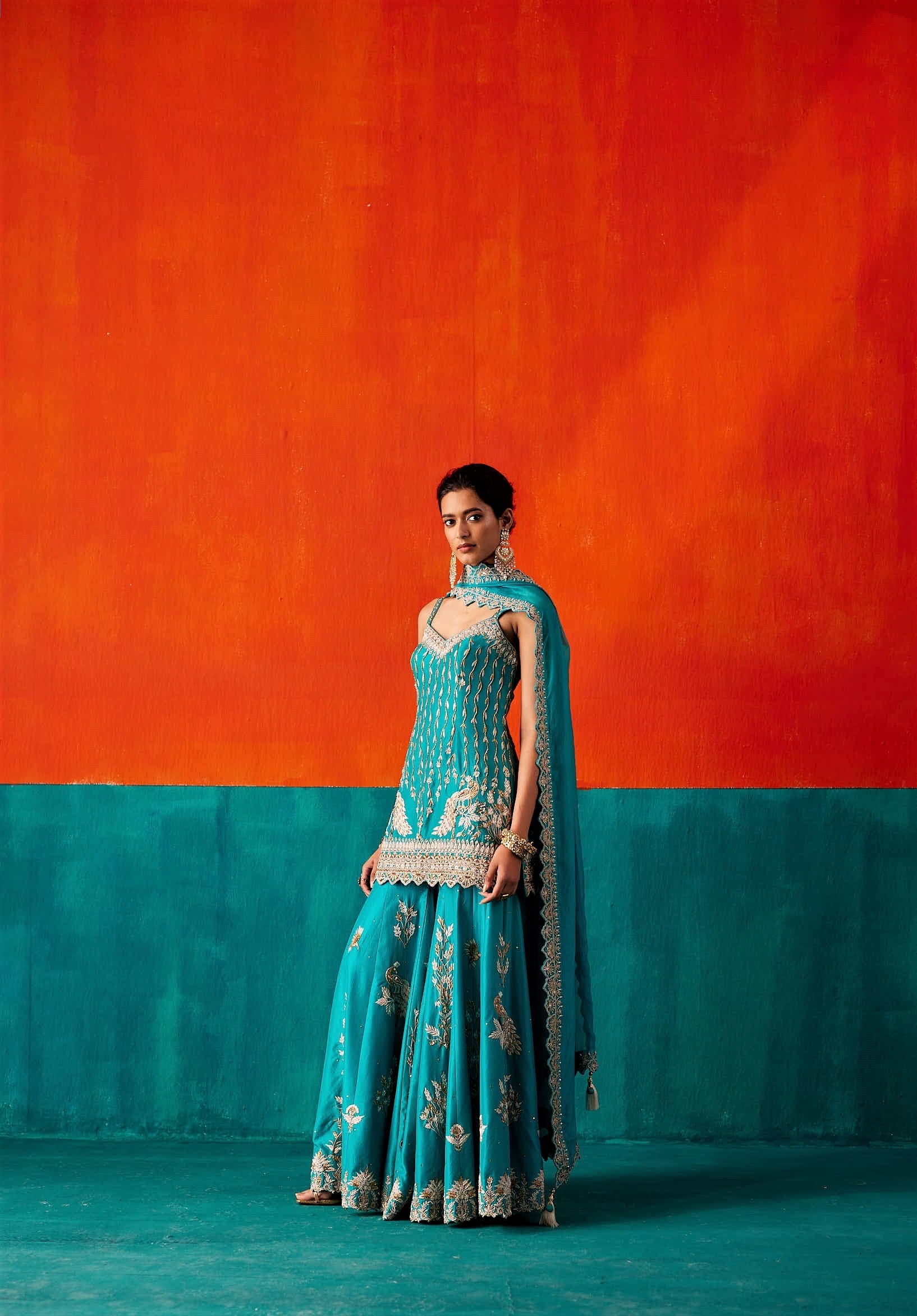 Turquoise Sharara Set