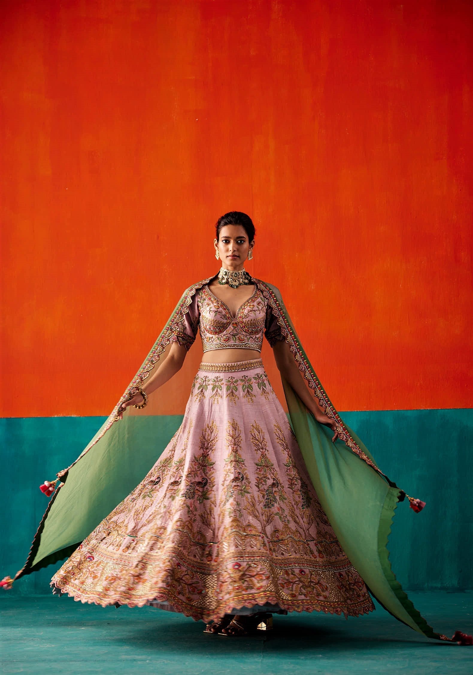 Light Rose Lehenga Set