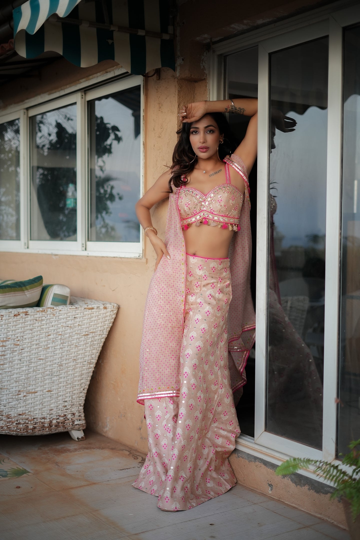 Heera Sohal In Tilla Panel Pant With Cape