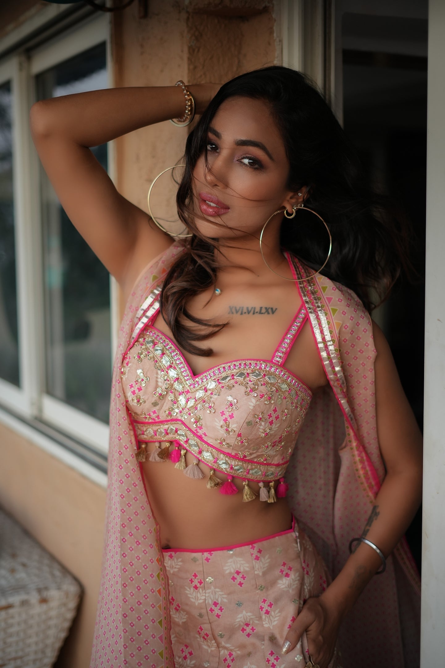 Heera Sohal In Tilla Panel Pant With Cape