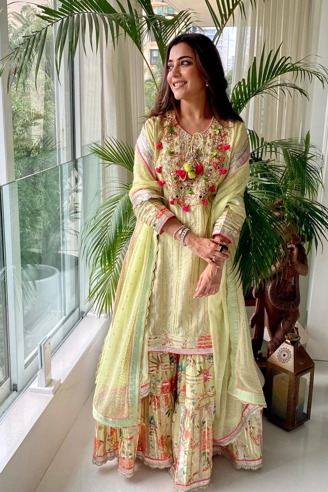Nisha Aggarwal In Sanah Long Kurta Sharara Set