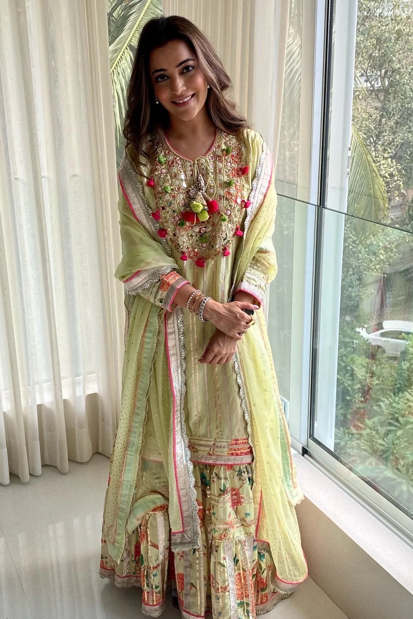 Nisha Aggarwal In Sanah Long Kurta Sharara Set