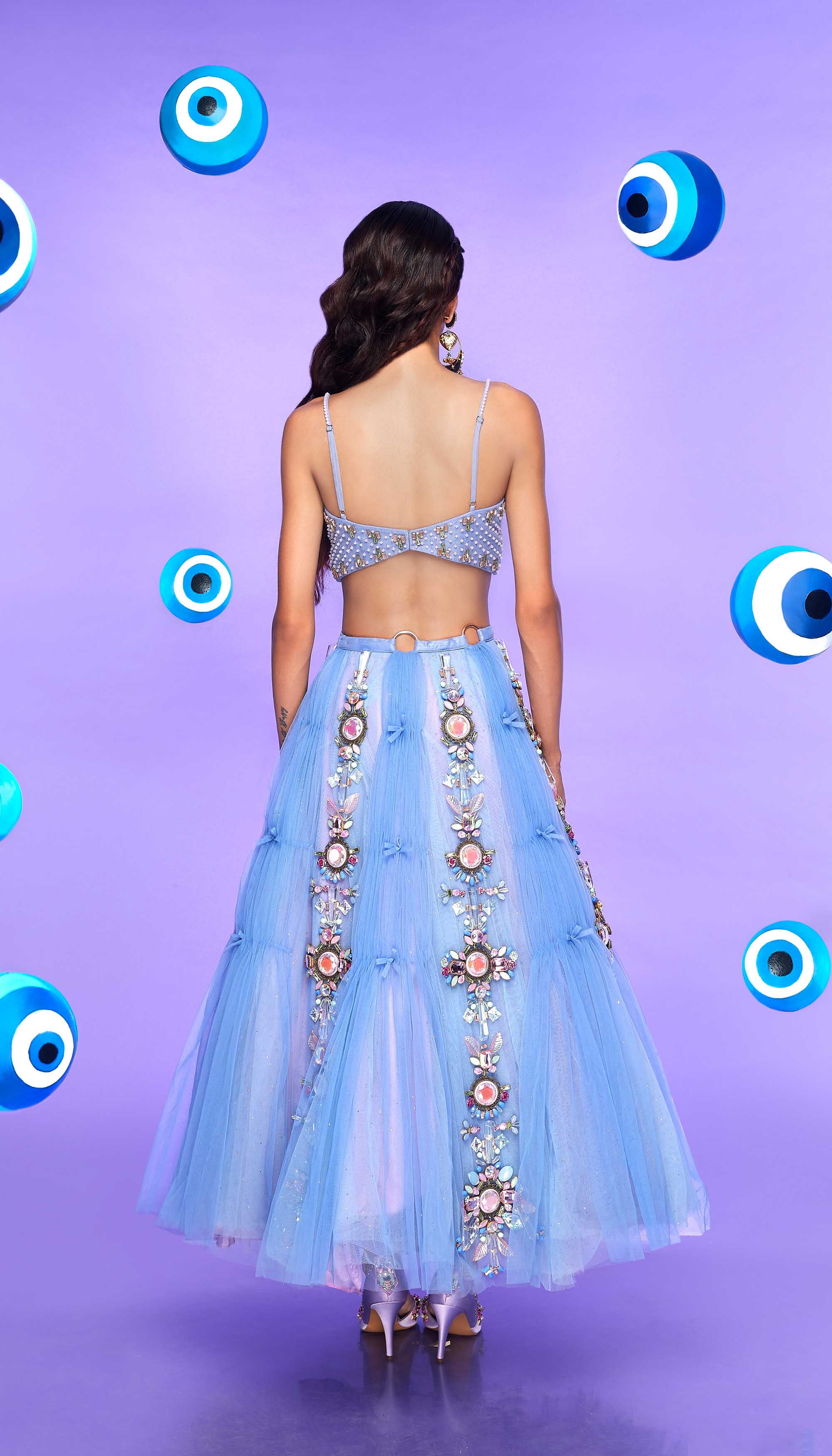 Cinder-Who? - Shaded Lilac Embellished Half Lehenga Set