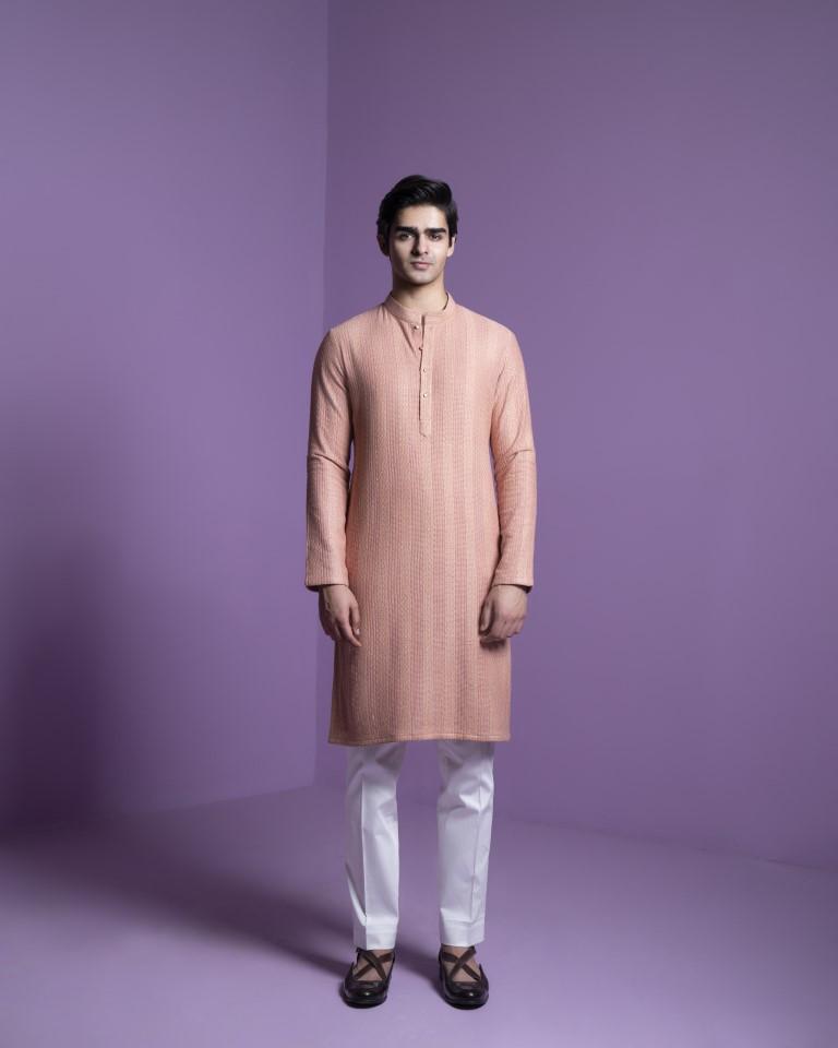 Salmon Pink Kurta Set