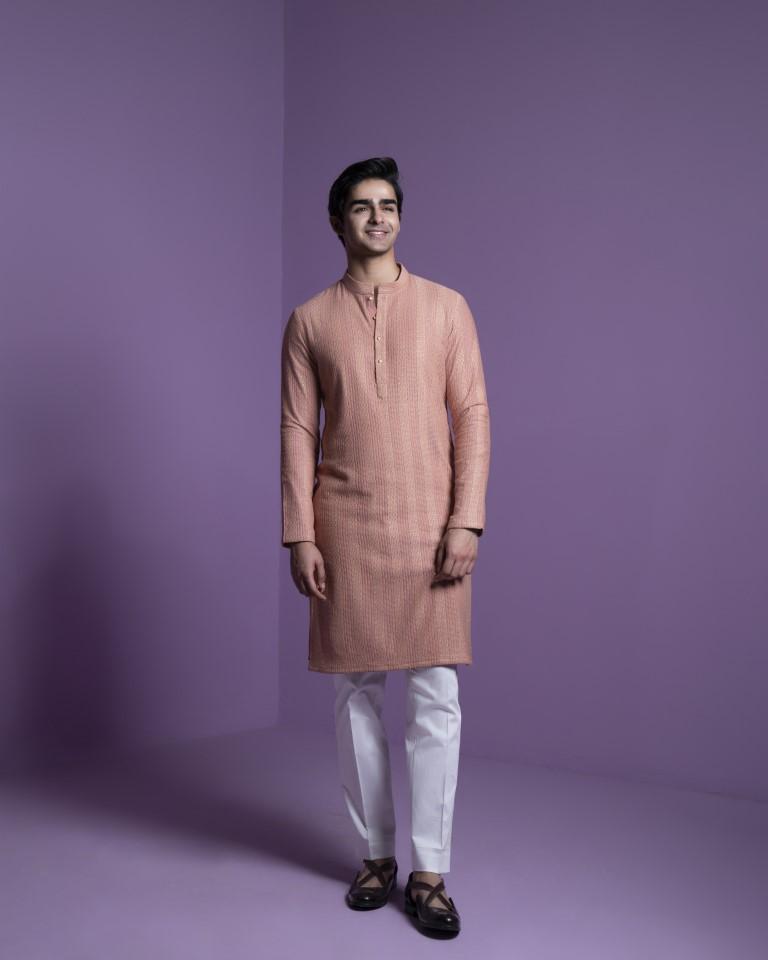 Salmon Pink Kurta Set