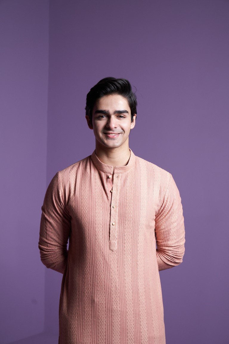 Salmon Pink Kurta Set