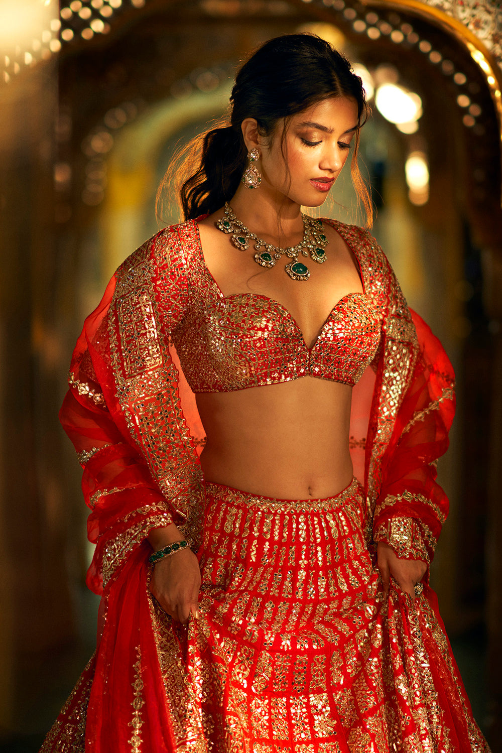 Red Gota Patti Lehenga Set