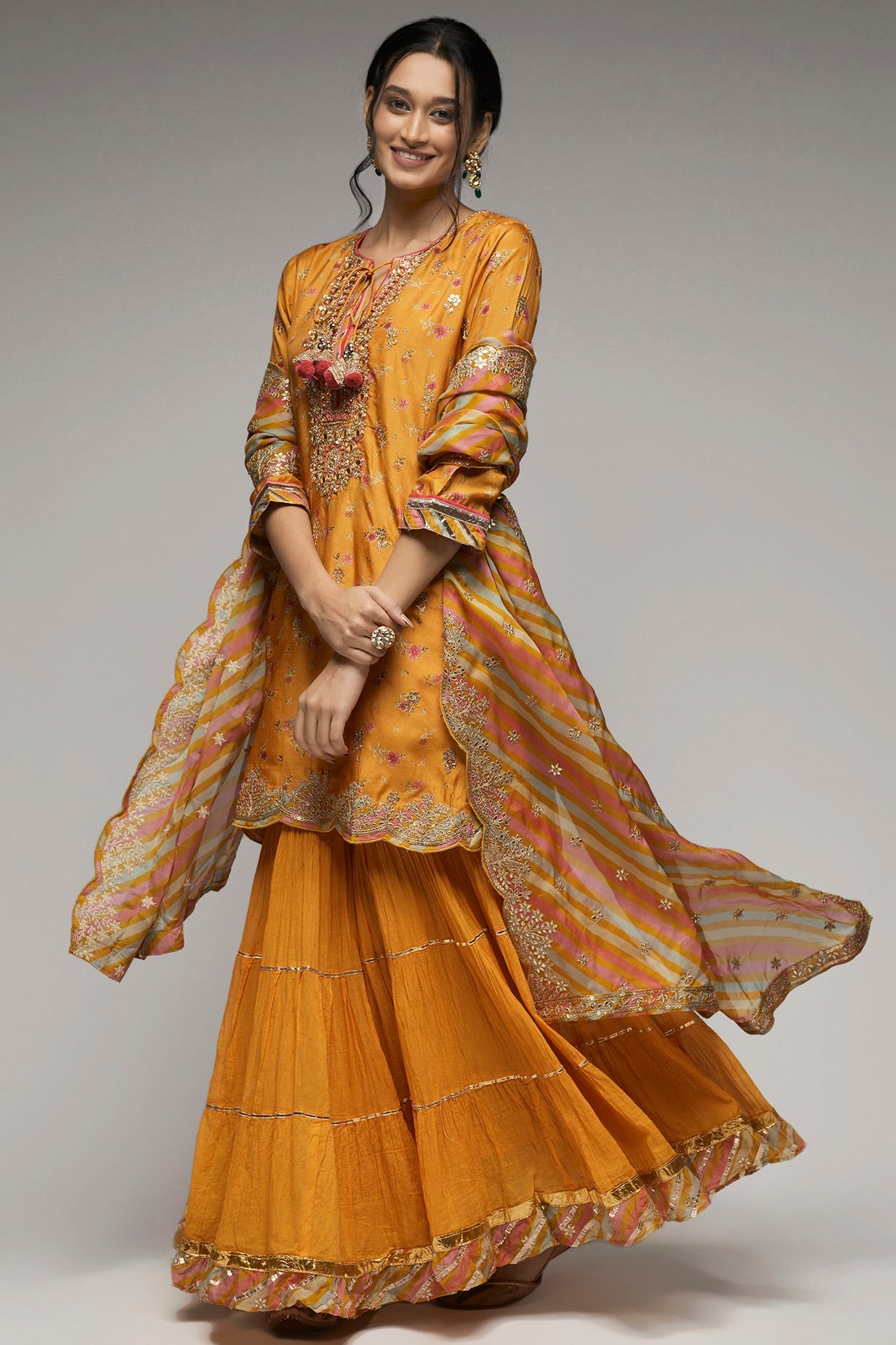 Rashida Short Sharara Set Orange