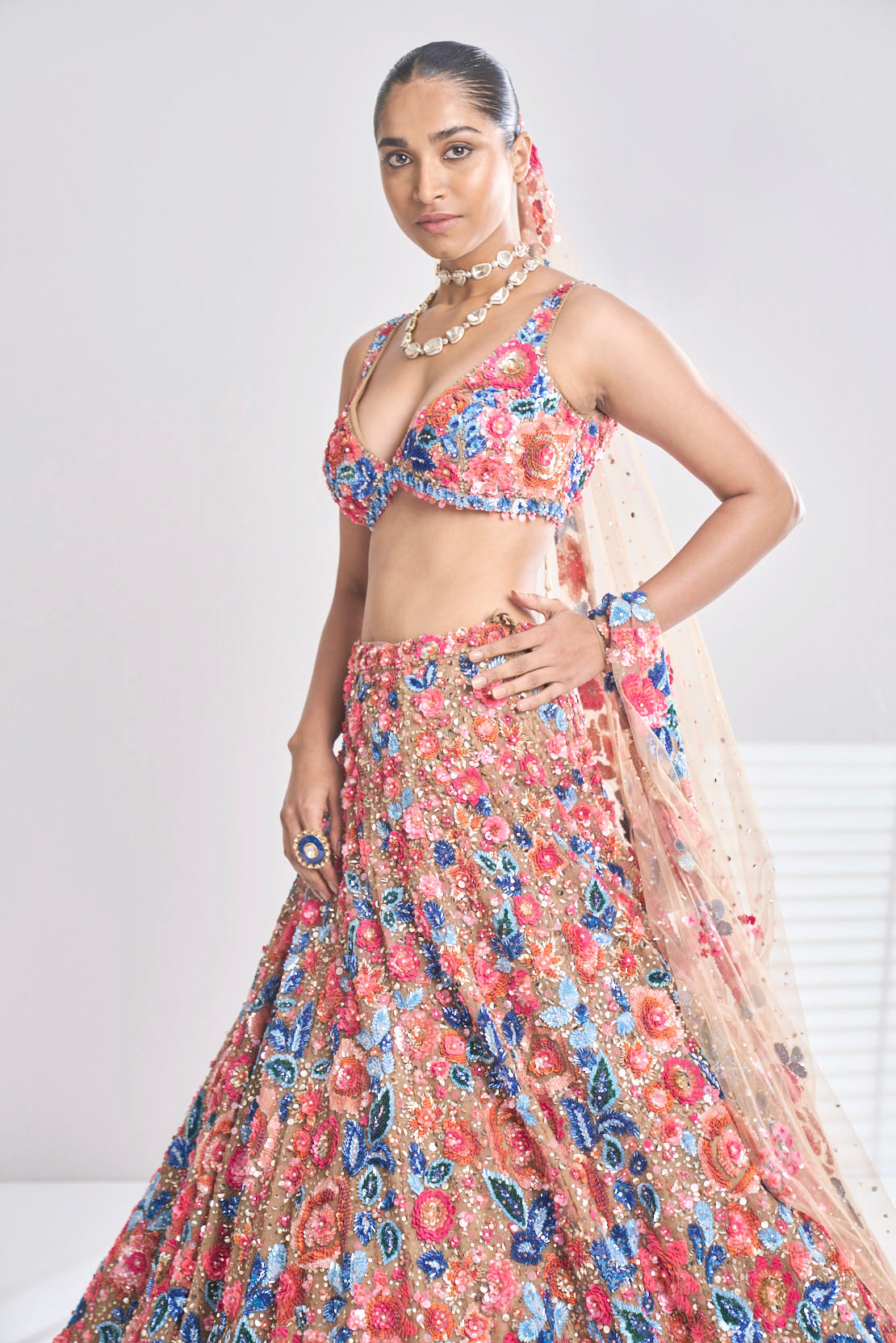 Caramel Floral Lehenga Set