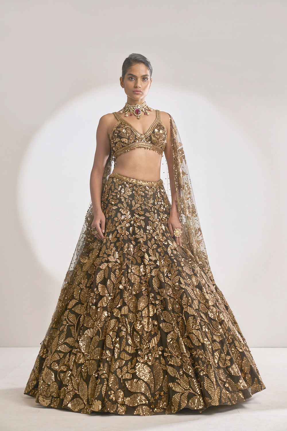 Gold Leaf Lehenga Set