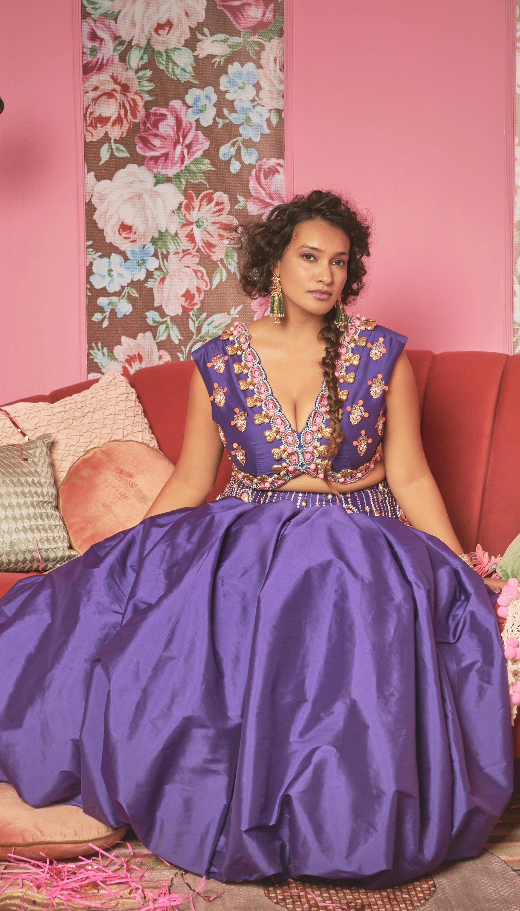 Don't Ask, Don't Tell - Violet Embellished Full Lehenga Set