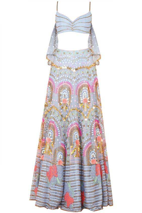 Elsa - Millennial Blue Embroidered Lehenga Set