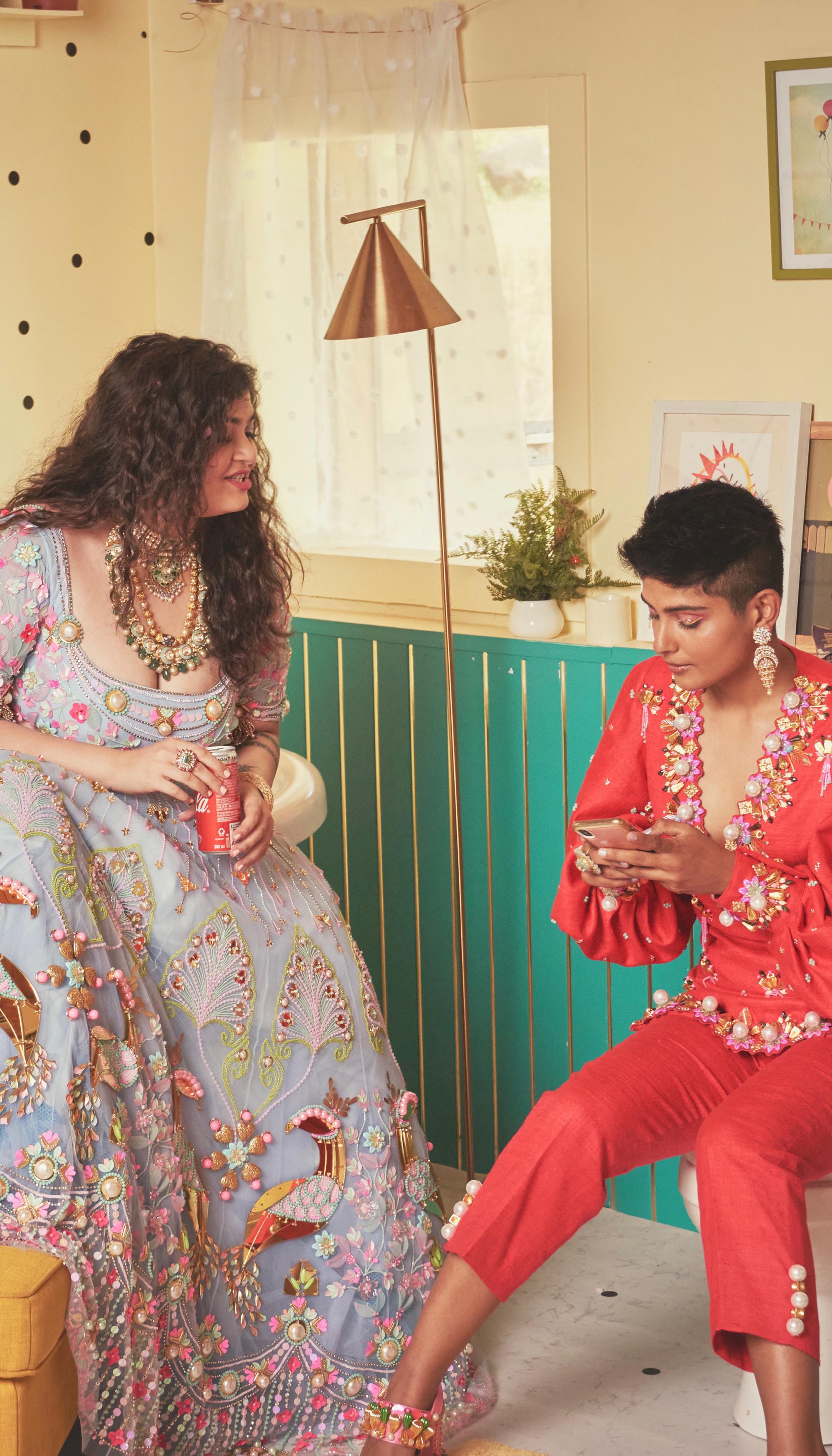 Ever Thine, Ever Mine, Ever Ours - Blue And Lime Embellished Full Lehenga Set