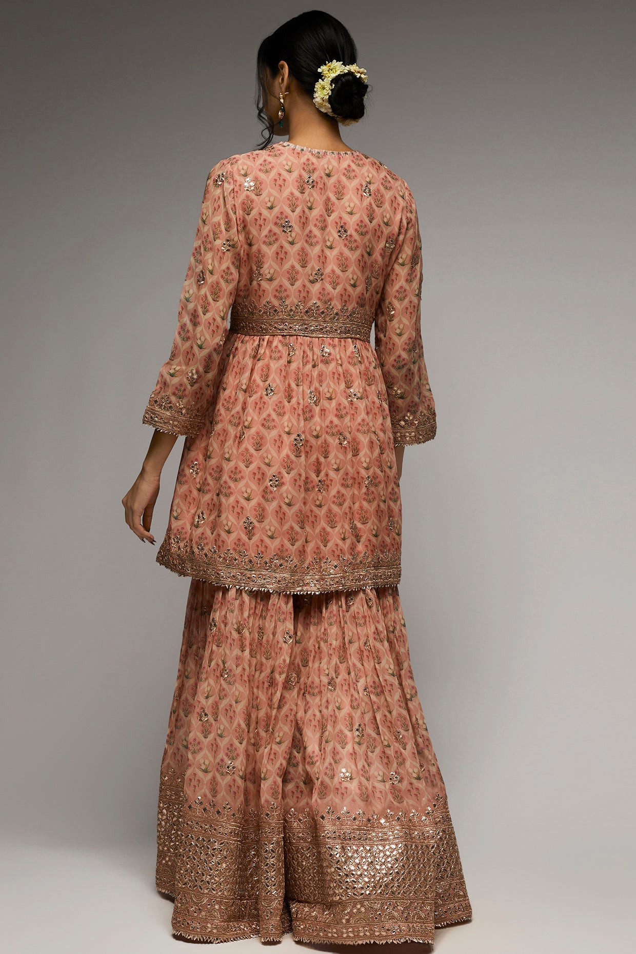 Nusrat Peplum Sharara Set Gold