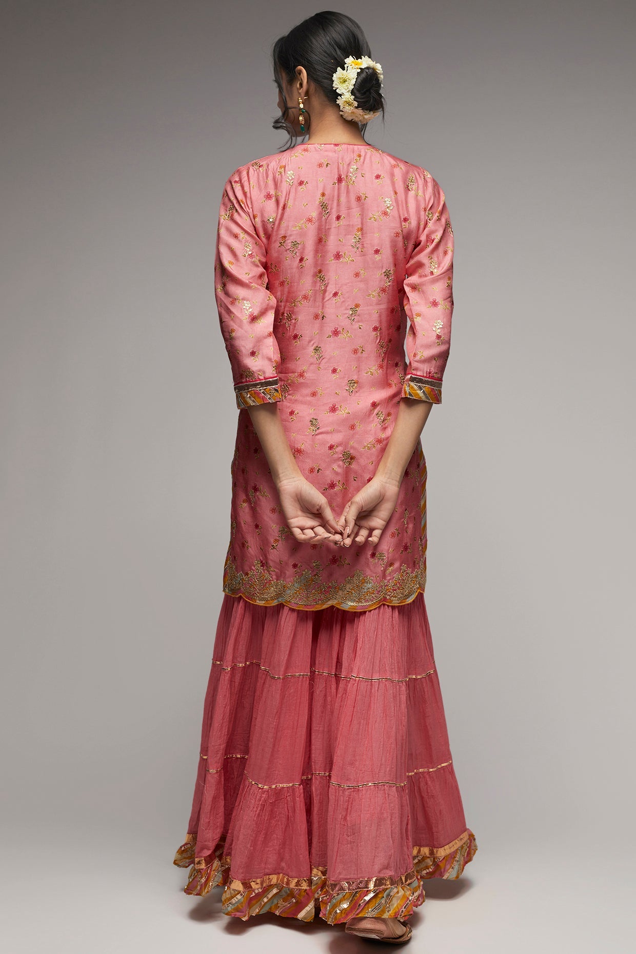 Rashida Short Sharara Set Pink