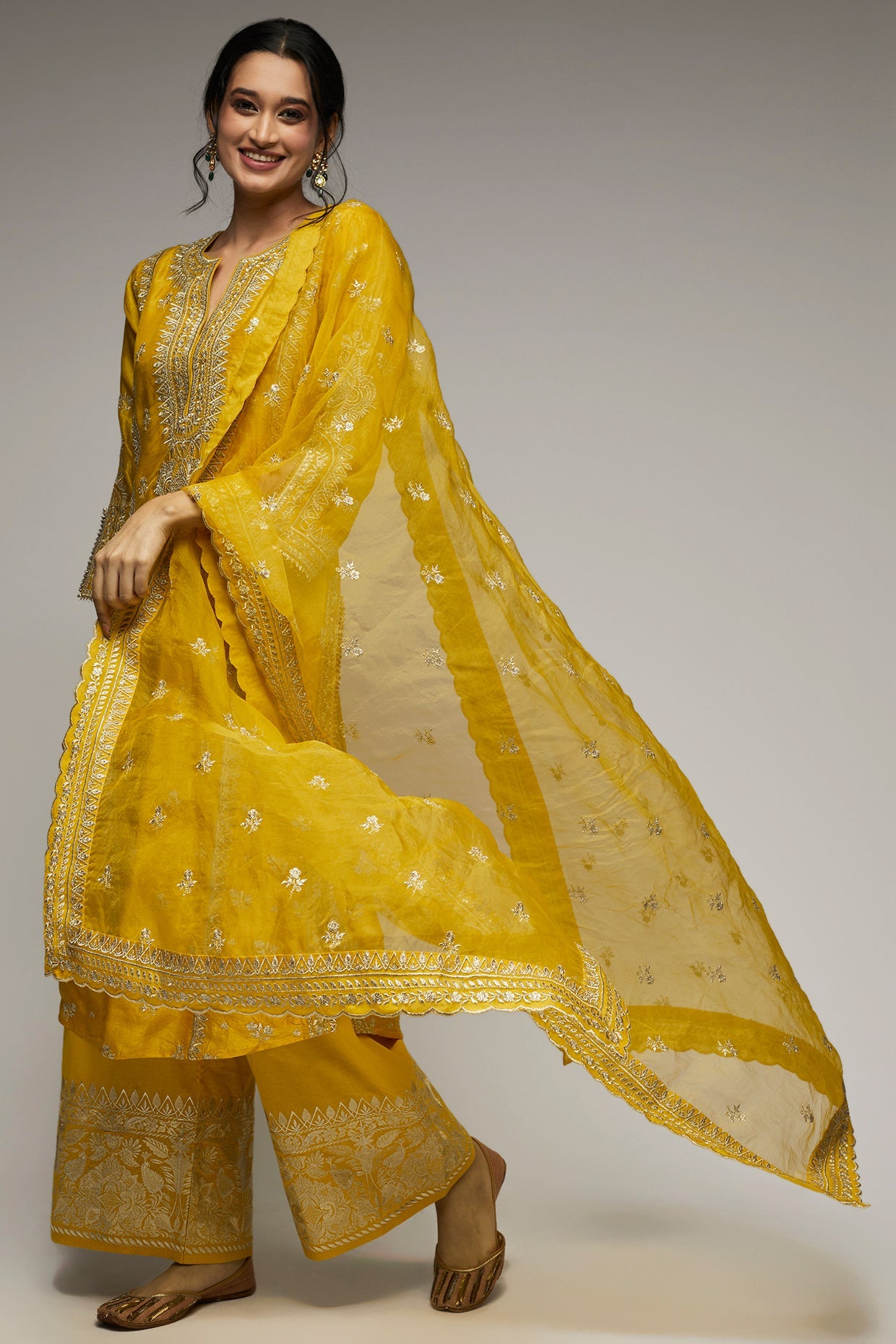 New Rati Pallazo Set Mustard