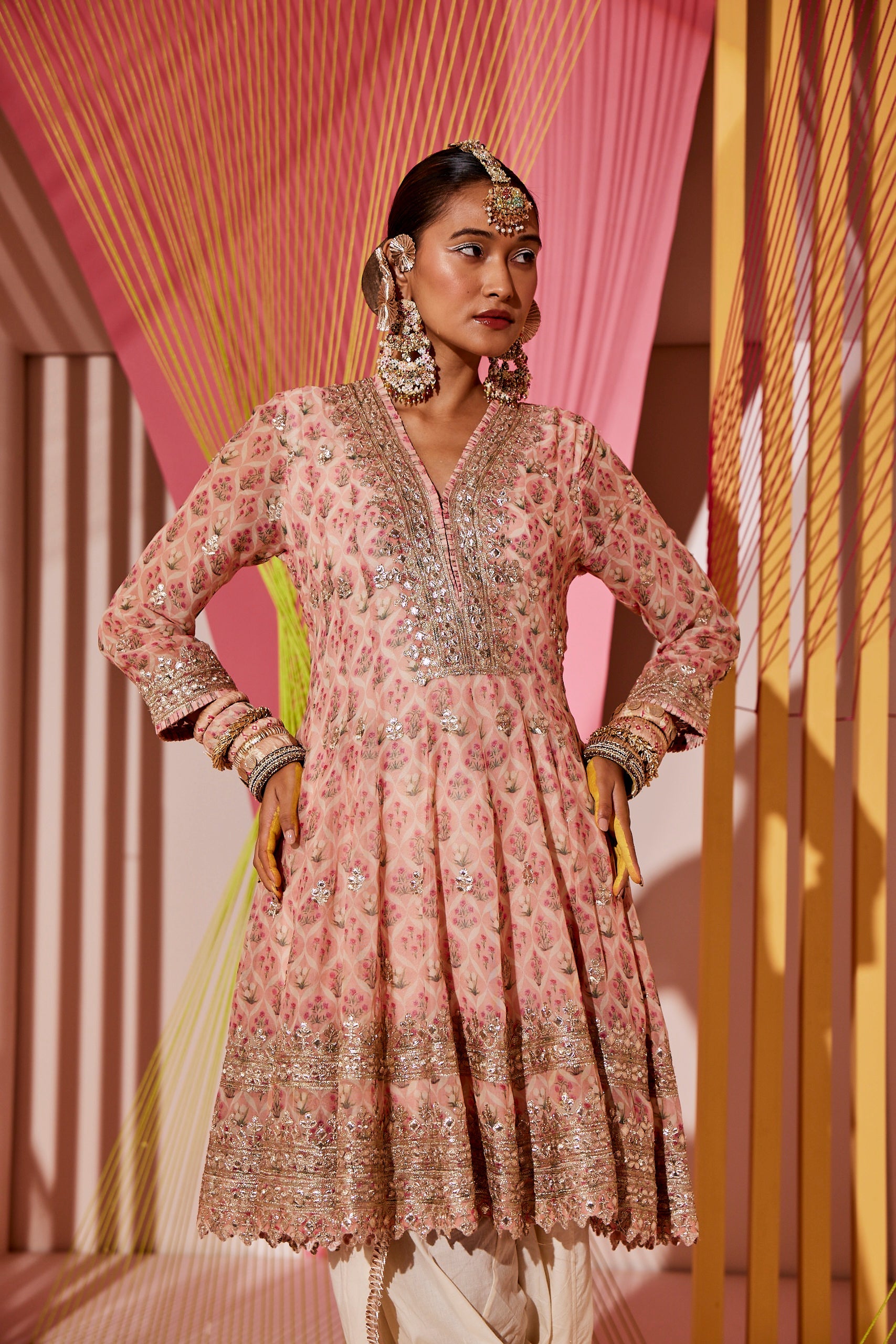 Nusrat Dhoti Set Gold