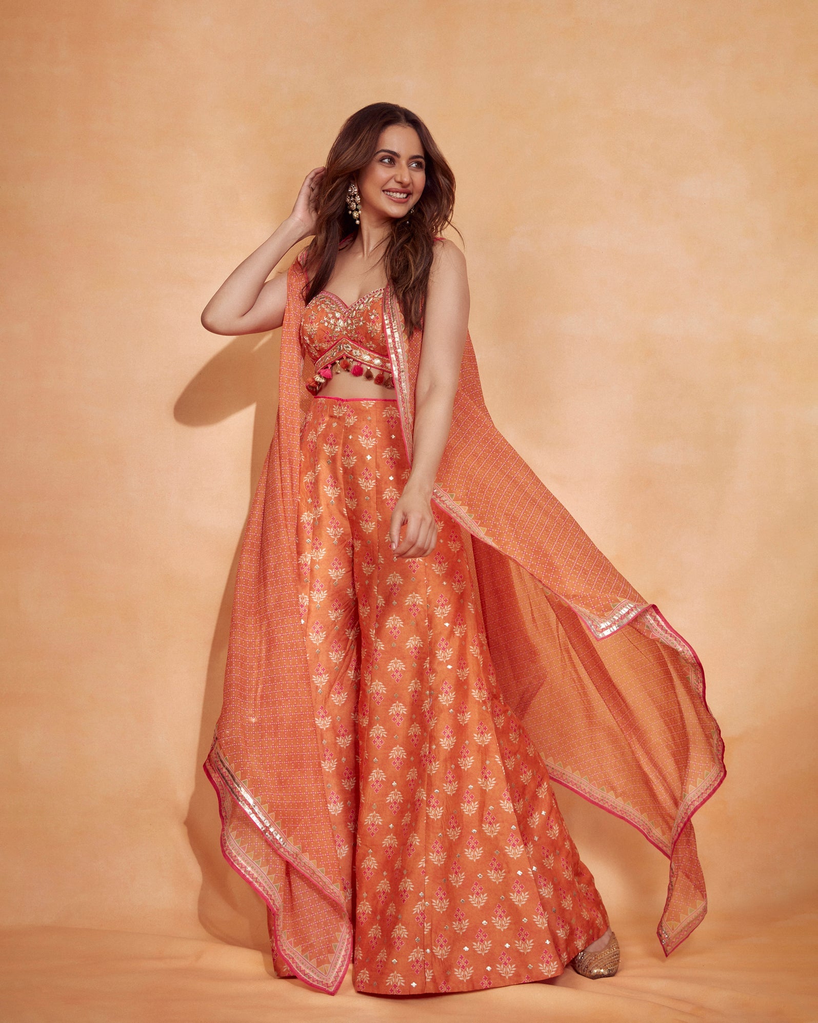 Rakulpreet Singh In Tilla Panel Pant With Cape