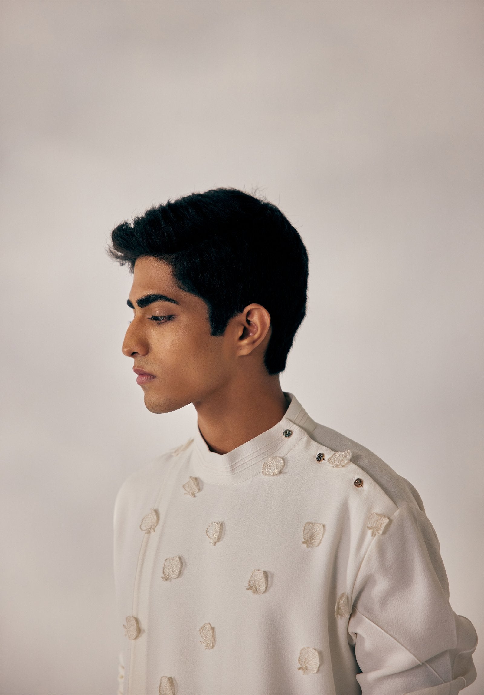 White Applique Kurta Set