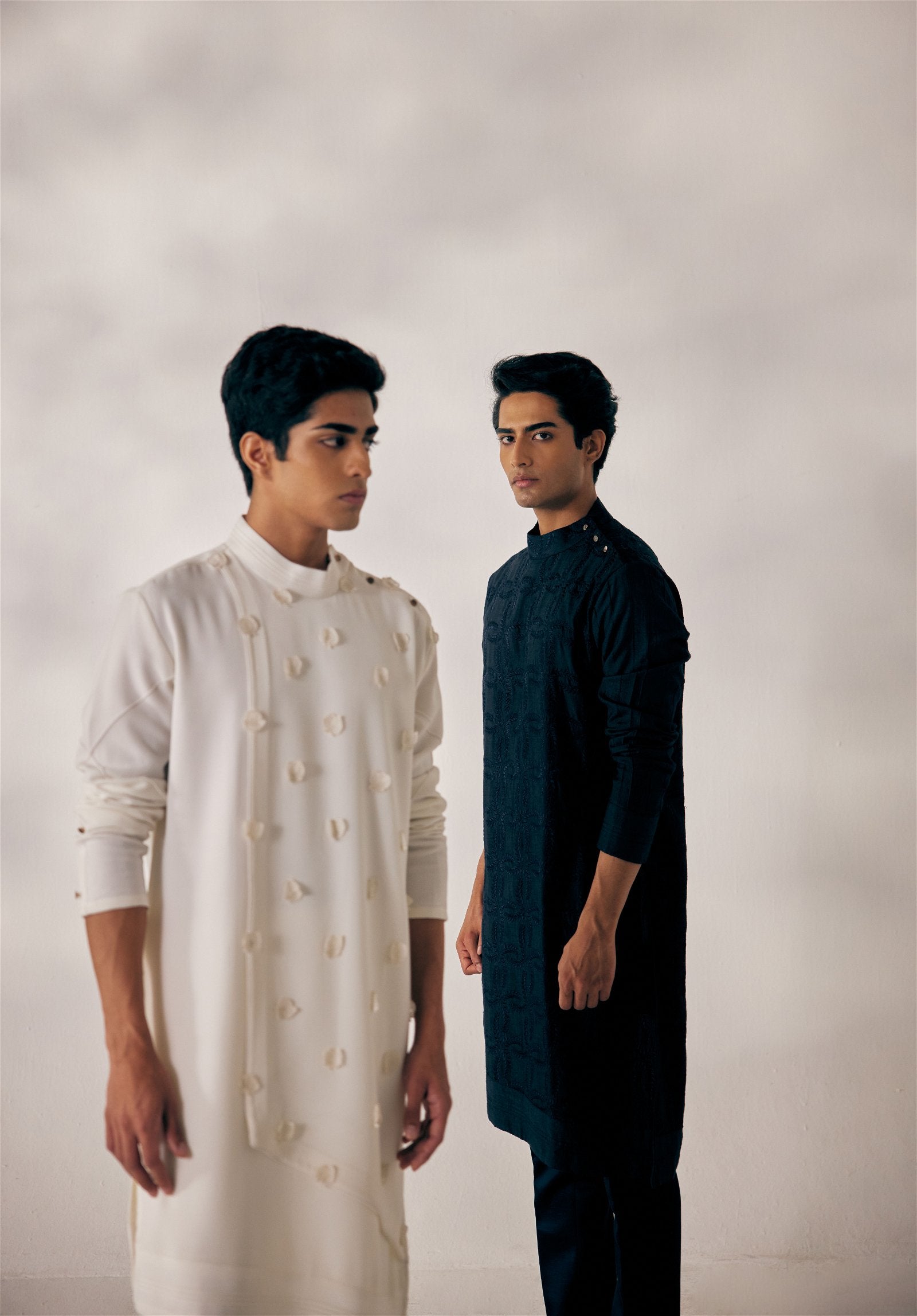 White Applique Kurta Set