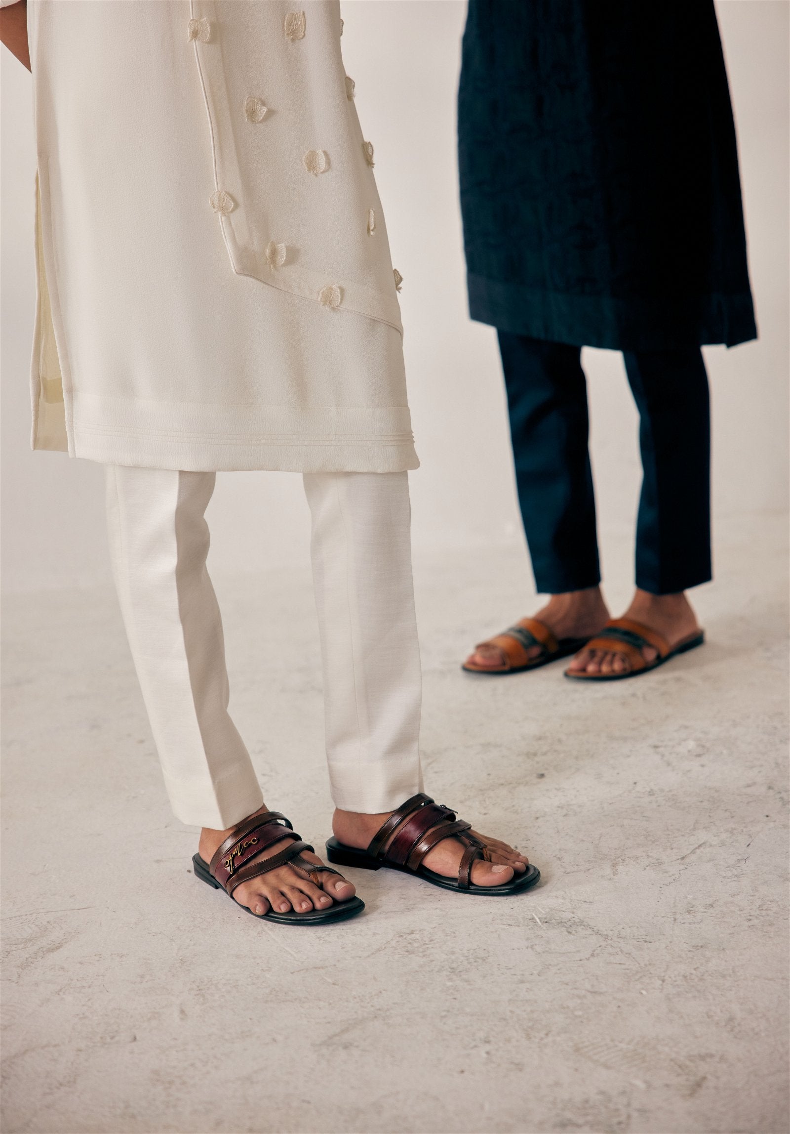 White Applique Kurta Set