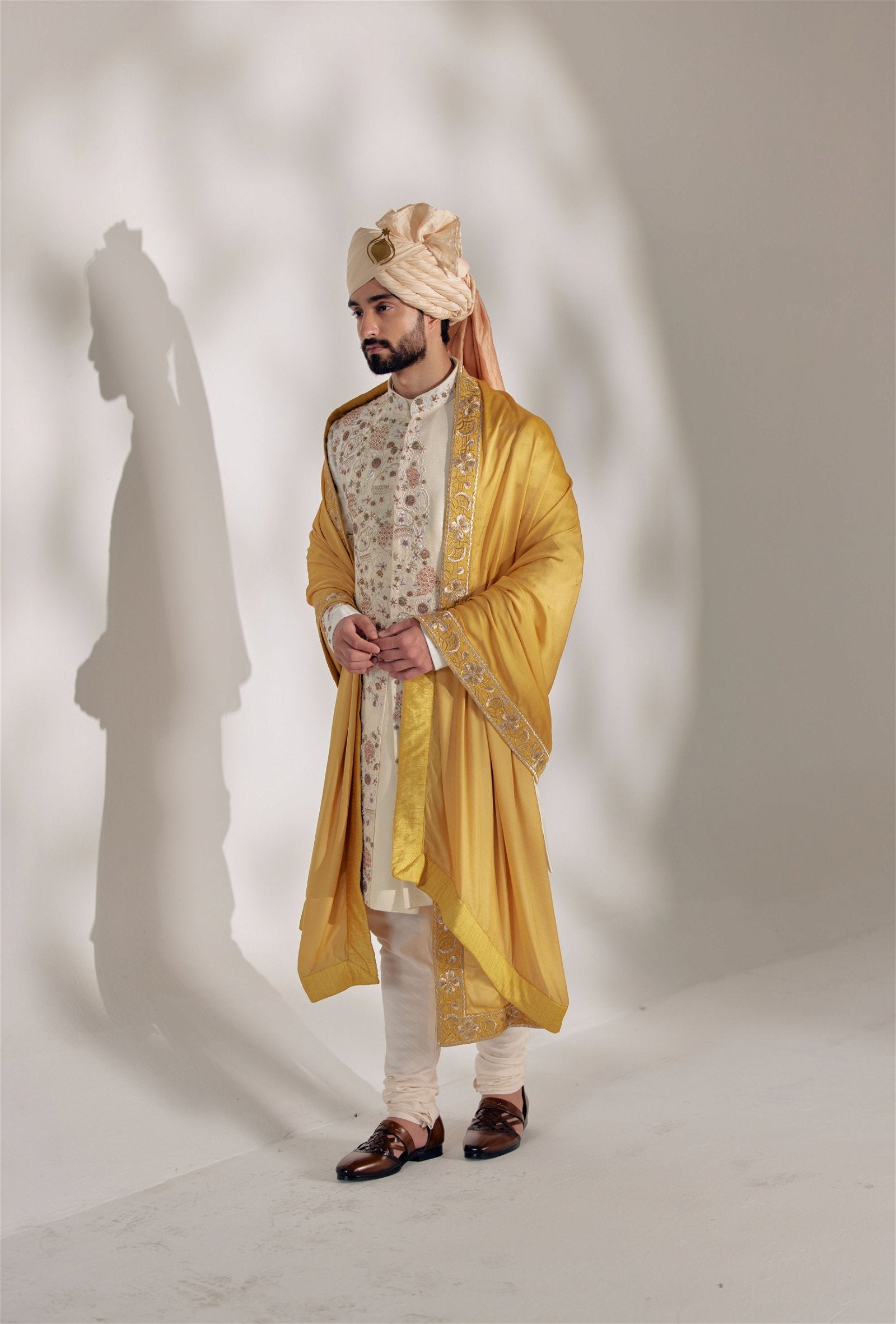 Ivory Ochre Sherwani Set