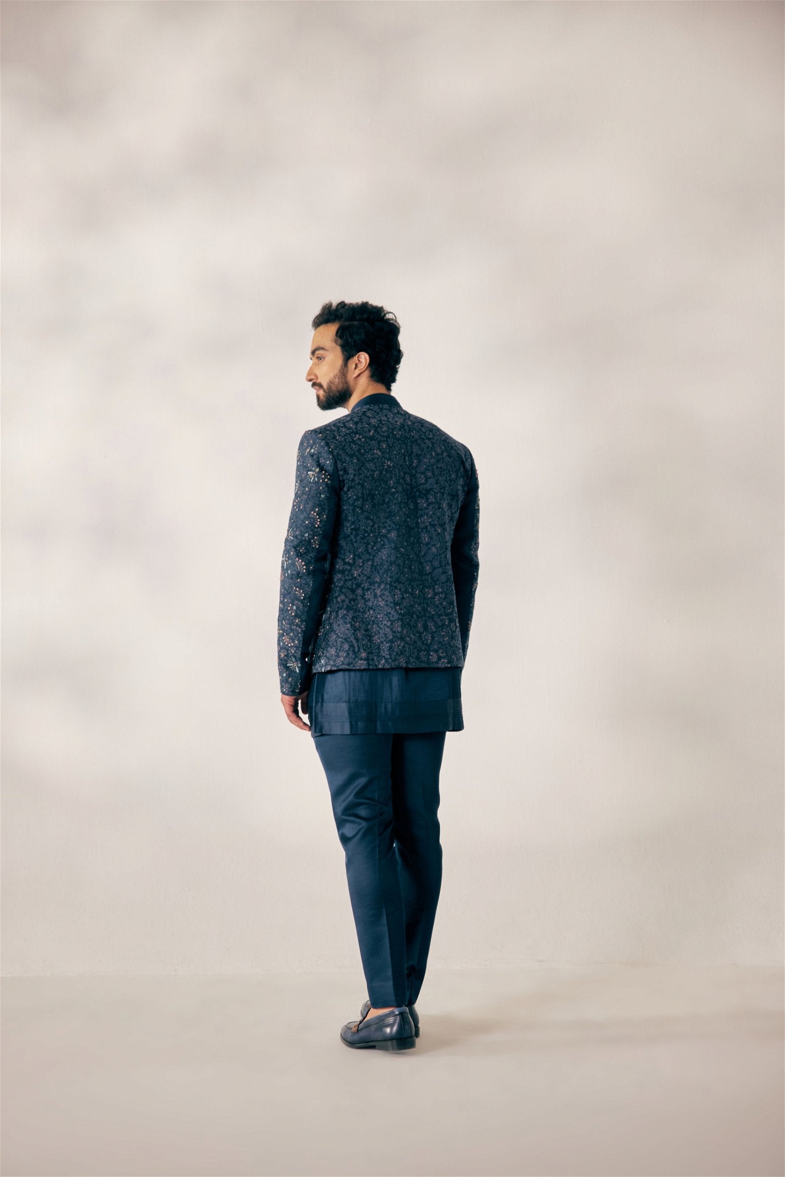 Blue Page-3 Short Jacket Set