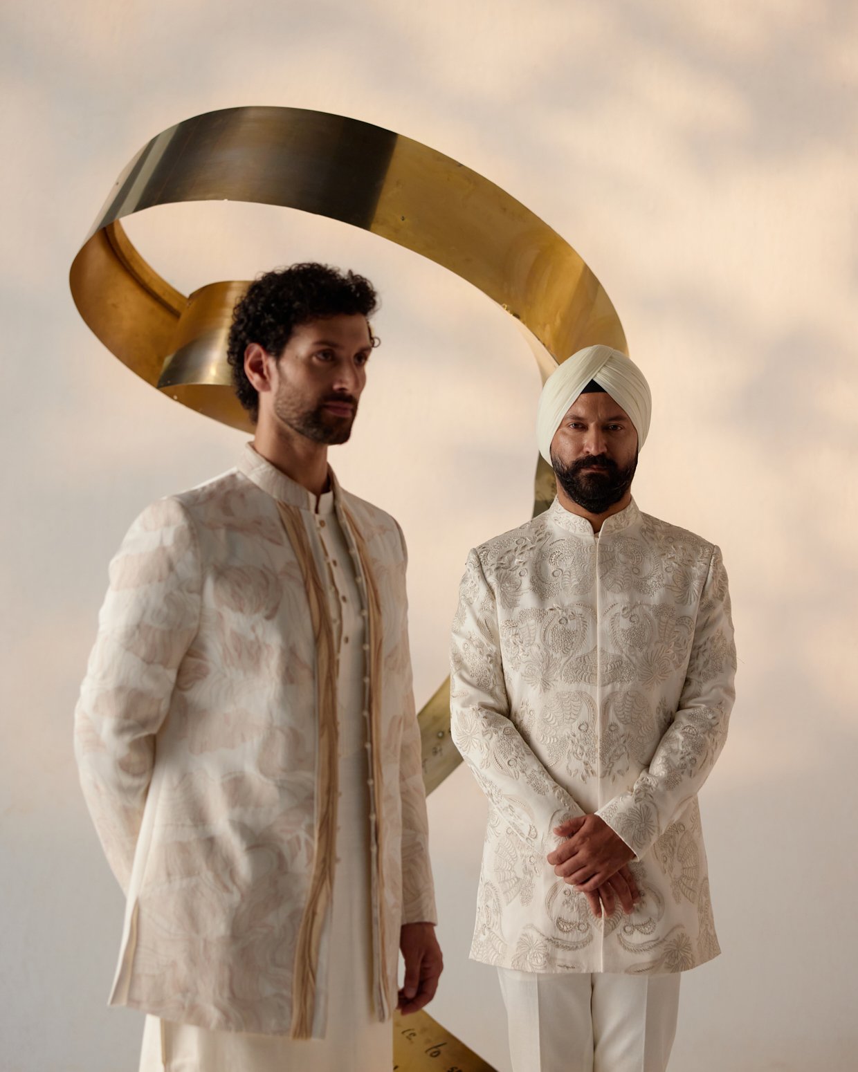Mother Of Pearl Long Bandhgala Set