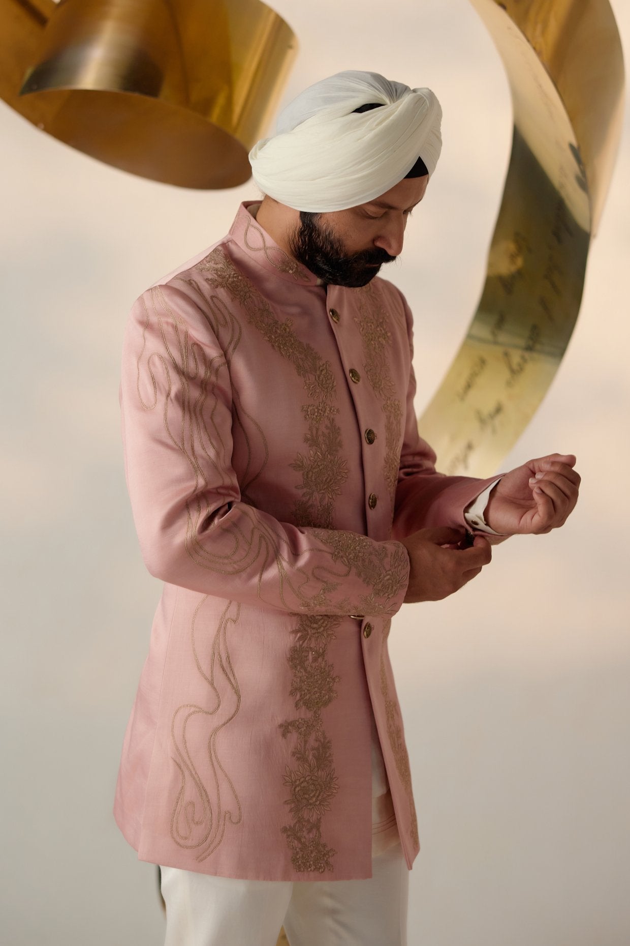 Rose Quartz Long Bandhgala Set