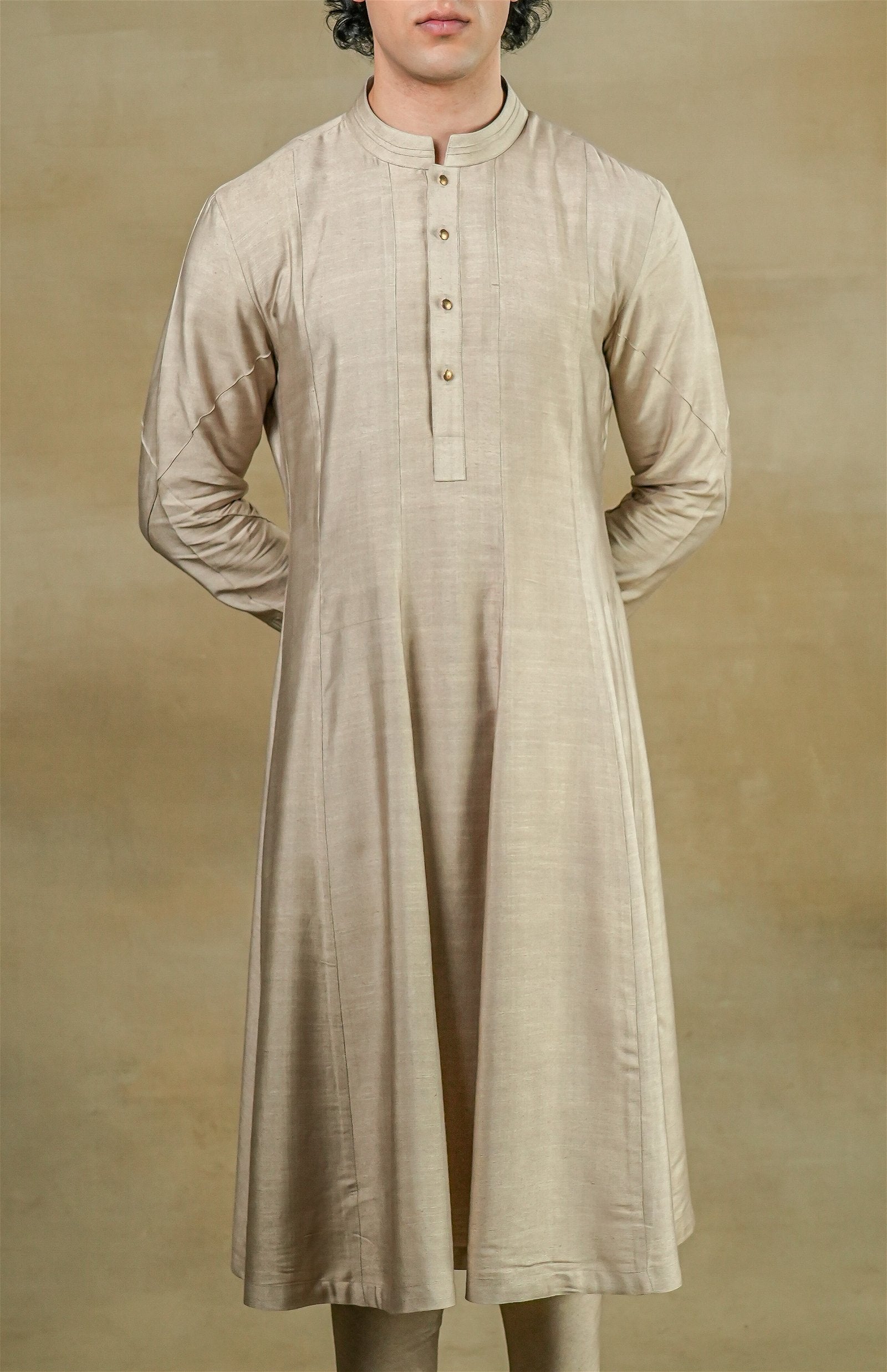 Sand Grey Anarkali Kurta Set