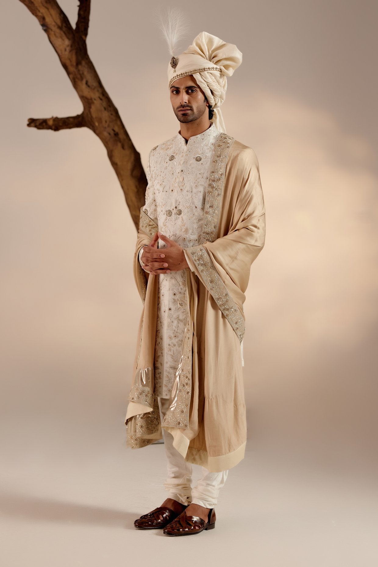 Ivory & Gold Sherwani Set