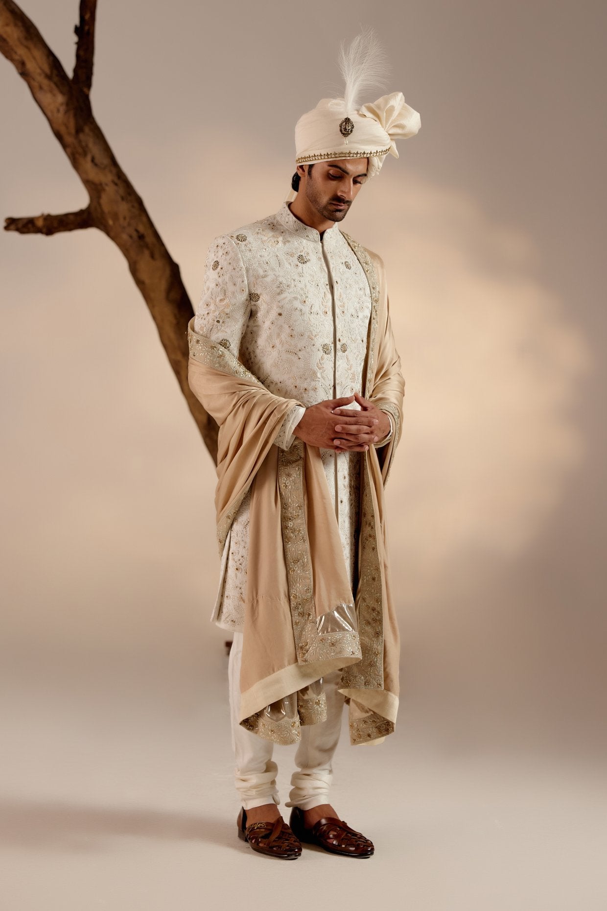 Ivory & Gold Sherwani Set
