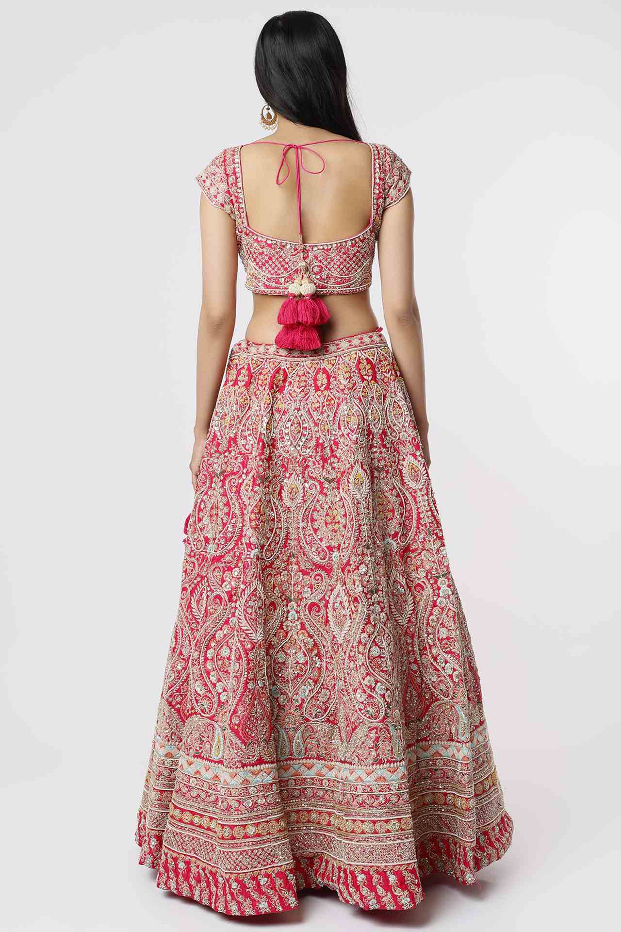 Red Zardosi Embroidered Lehenga Set