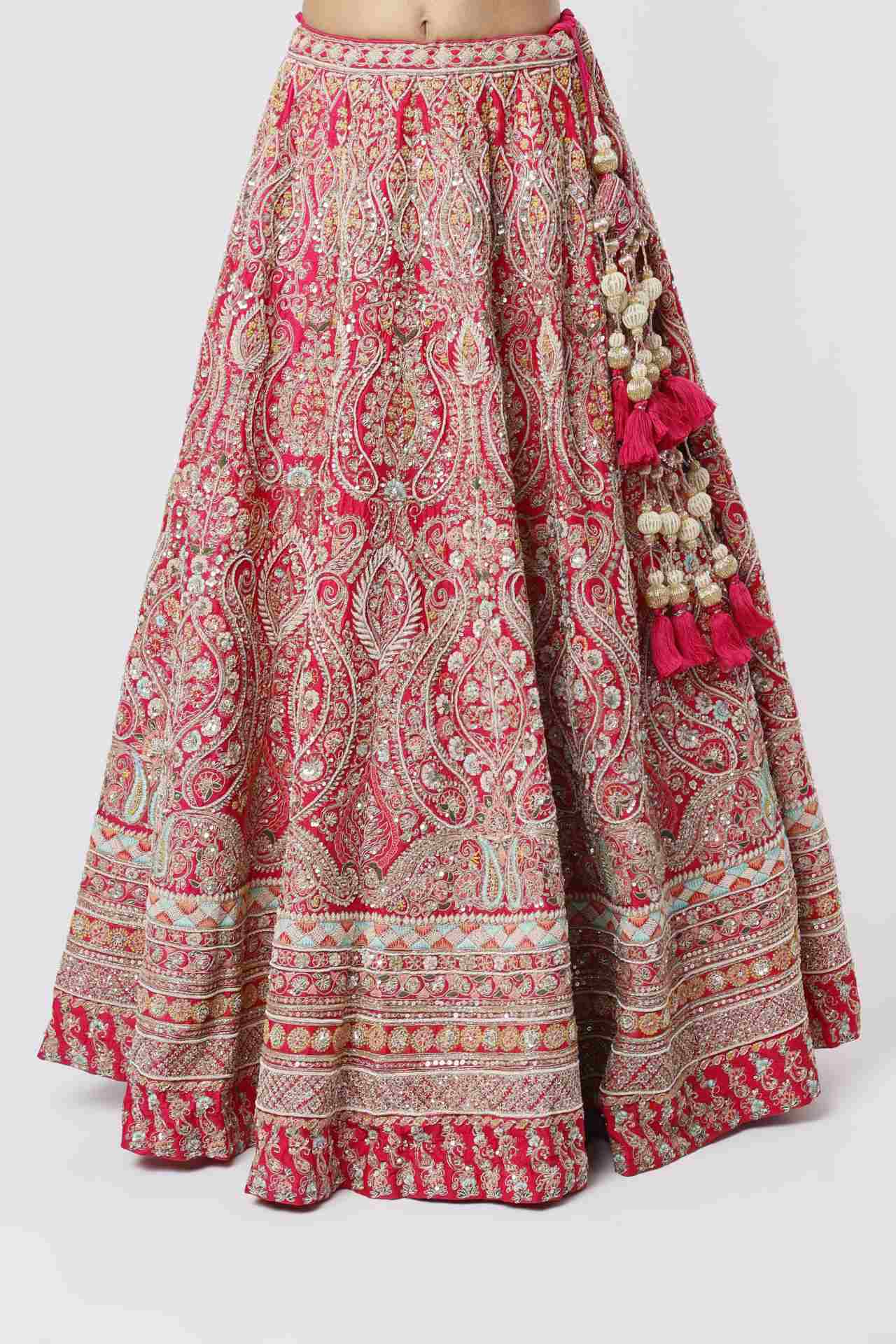 Red Zardosi Embroidered Lehenga Set