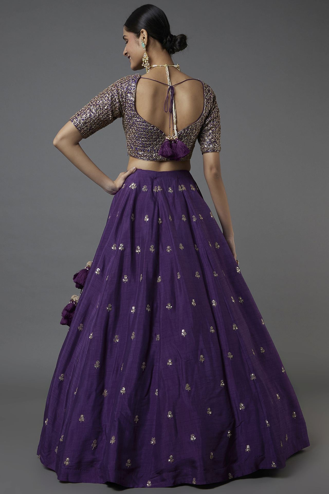 Purple Embroidered Lehenga Set
